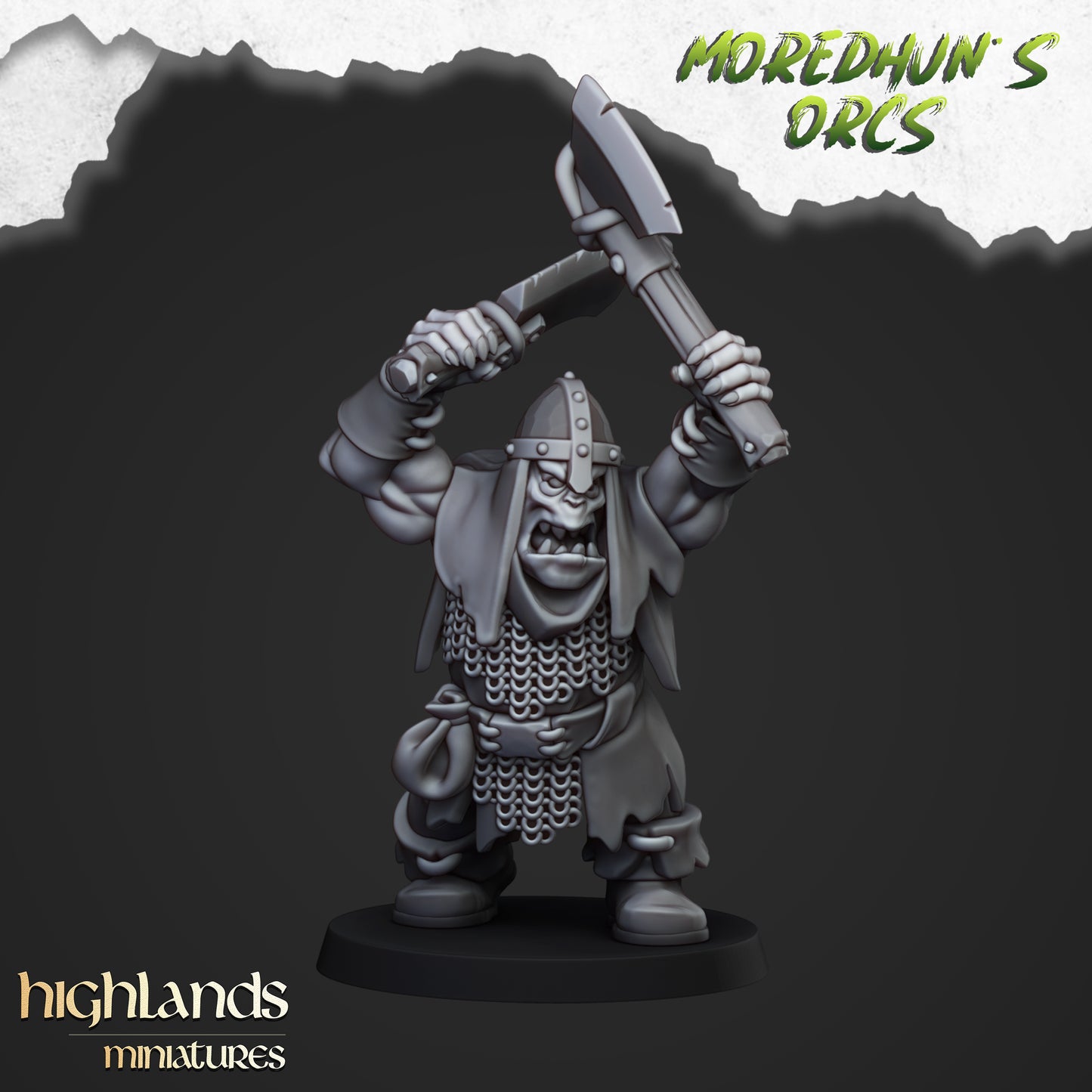 Miniatura Guerreros Orcos con Armas Orcos y Goblins resina 28mm sin pintar - Drakholm