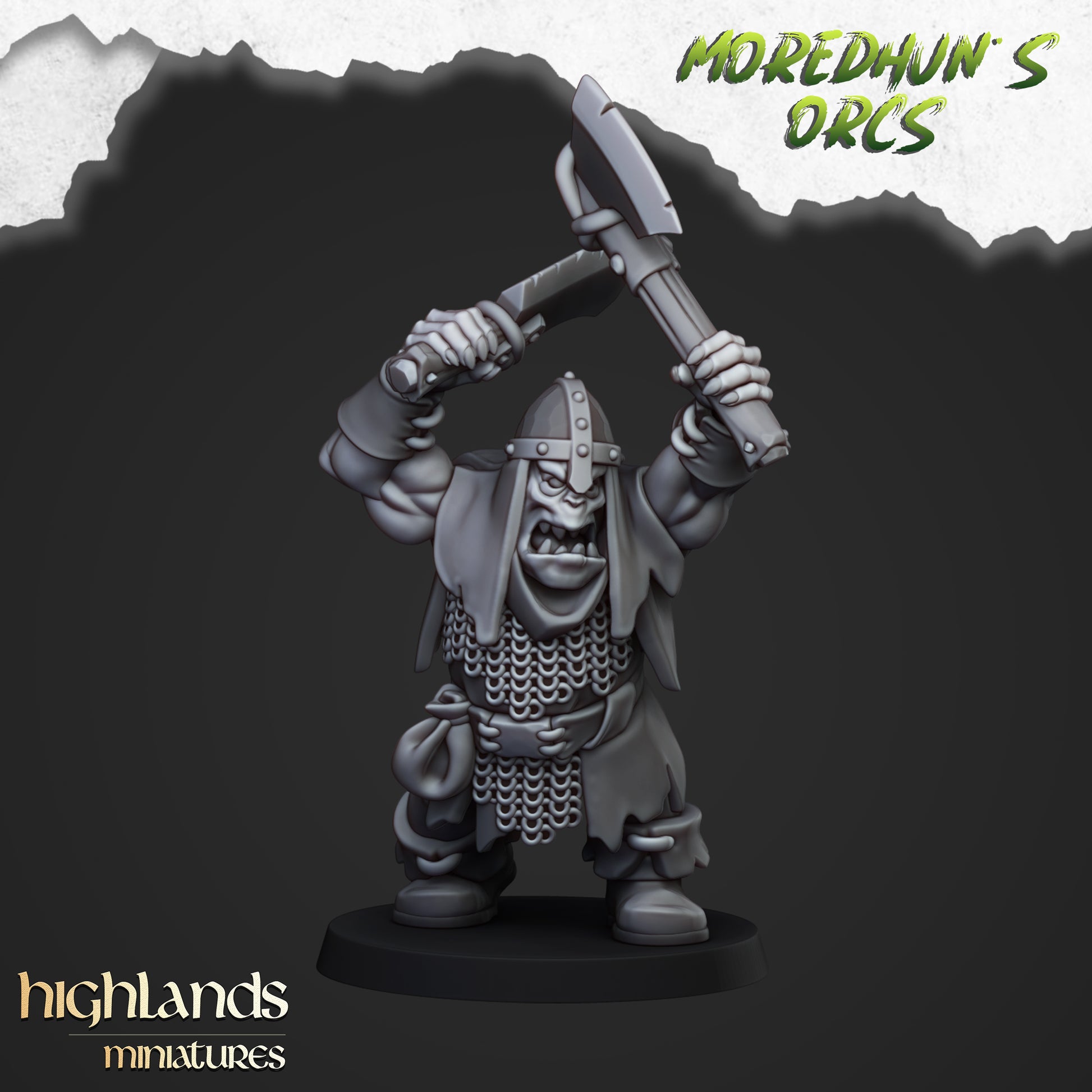 Miniatura Guerreros Orcos con Armas Orcos y Goblins resina 28mm sin pintar - Drakholm
