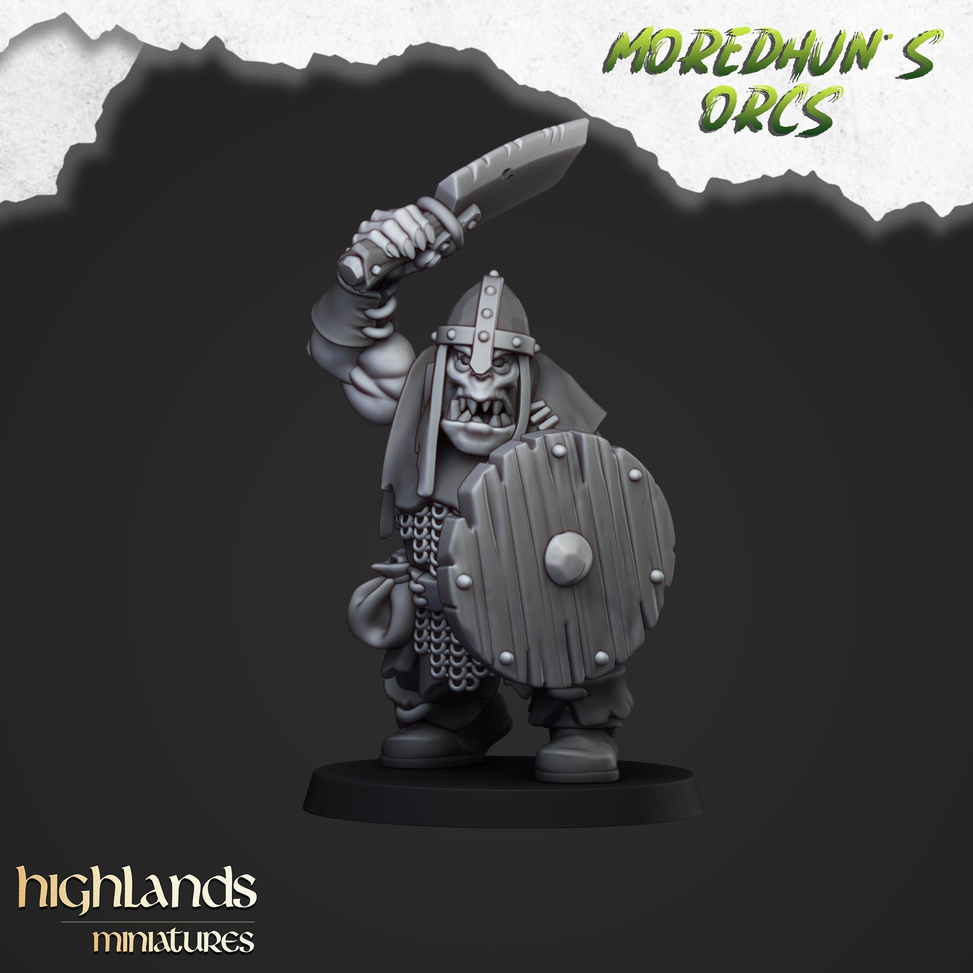 Miniatura Guerreros Orcos con Armas Orcos y Goblins resina 28mm sin pintar - Drakholm