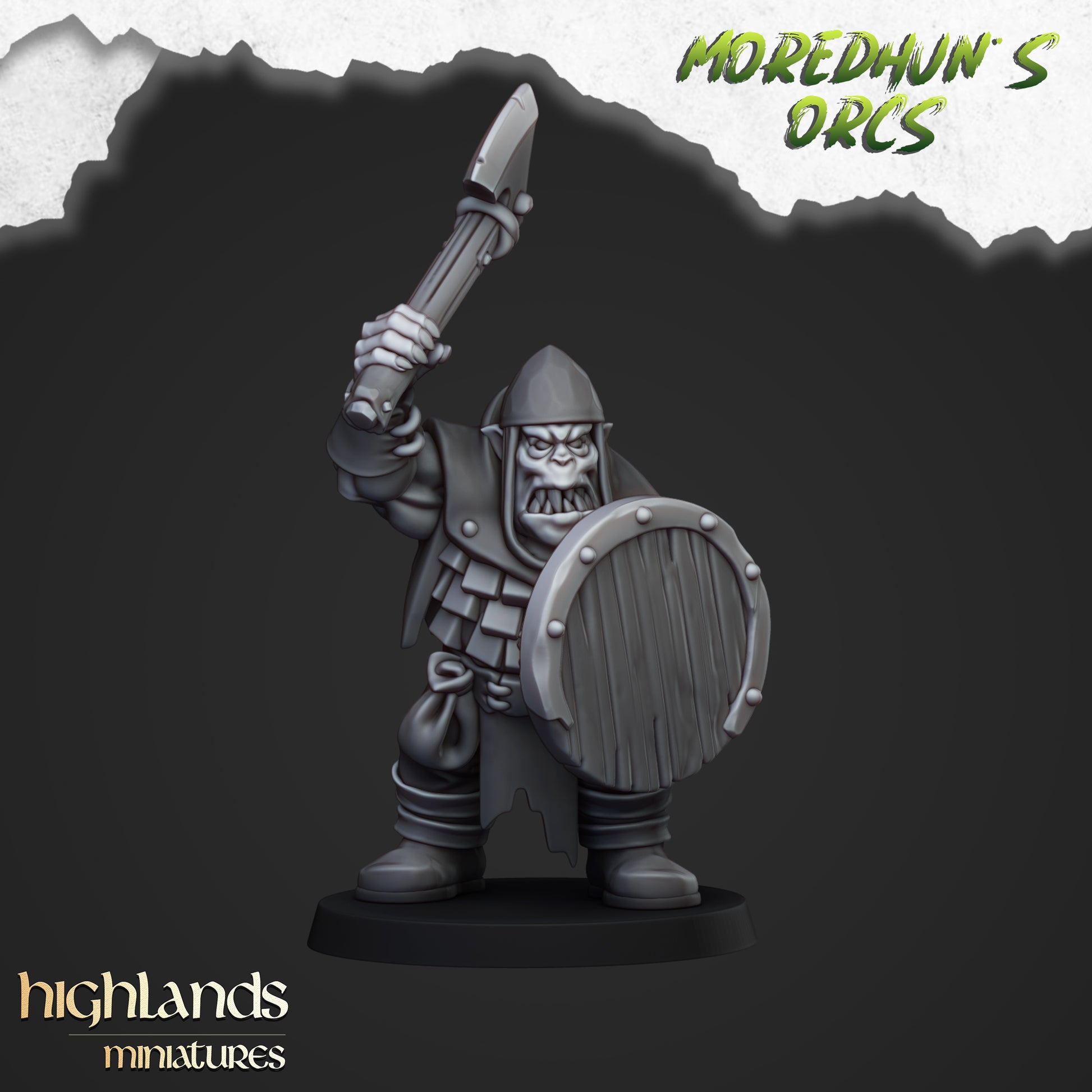 Miniatura Guerreros Orcos con Armas Orcos y Goblins resina 28mm sin pintar - Drakholm