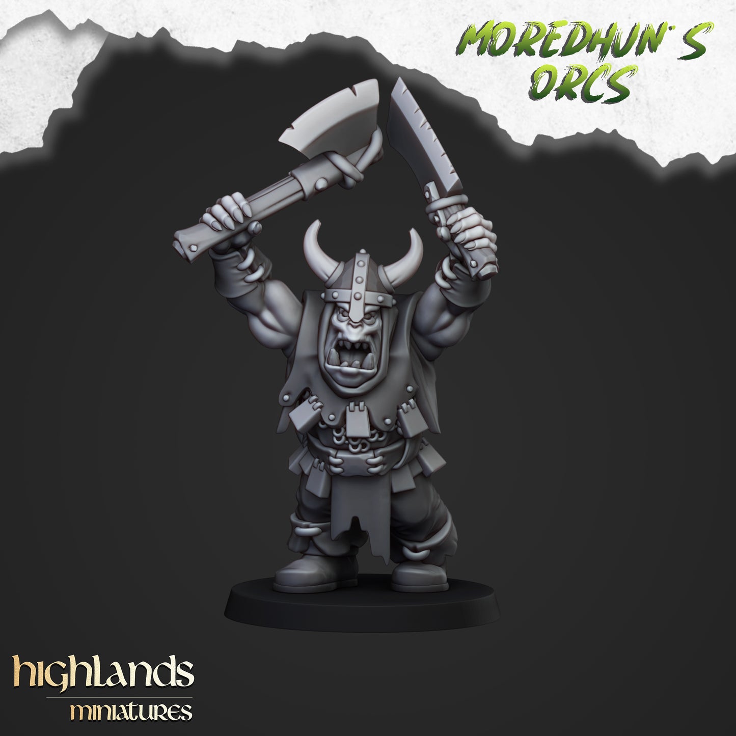 Miniatura Guerreros Orcos con Armas Orcos y Goblins resina 28mm sin pintar - Drakholm