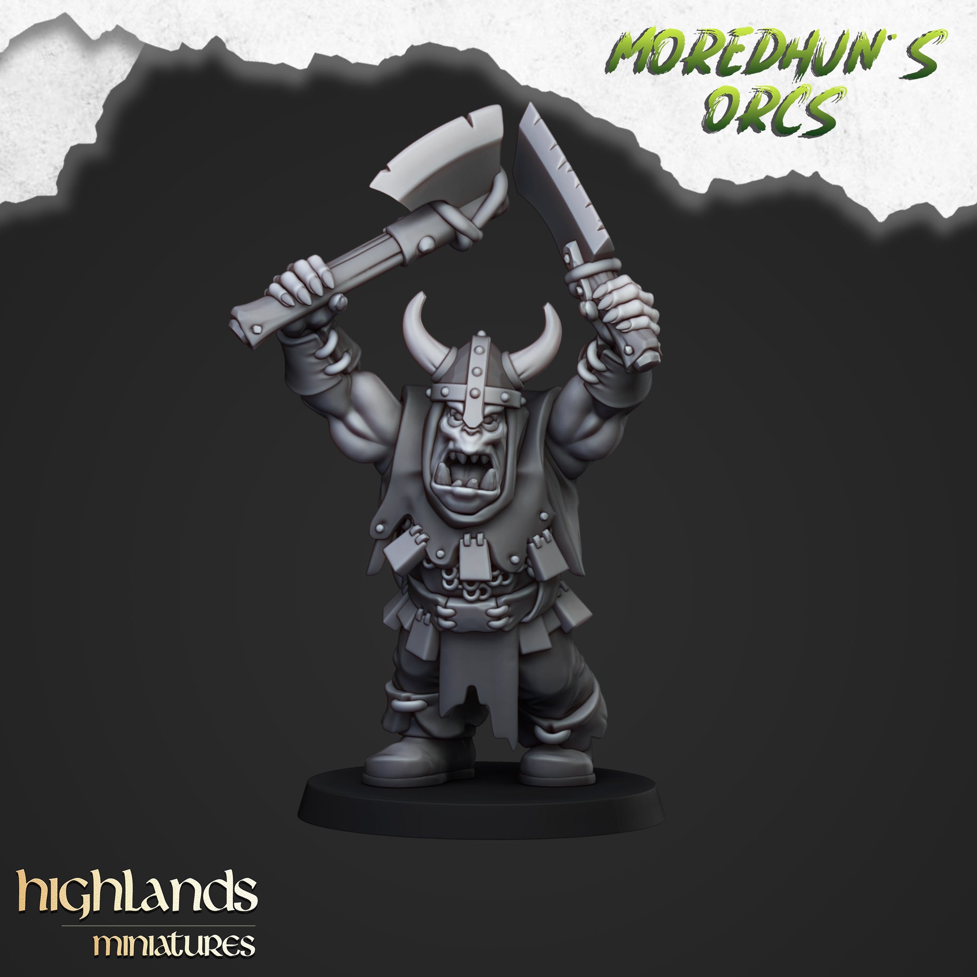 Miniatura Guerreros Orcos con Armas Orcos y Goblins resina 28mm sin pintar - Drakholm