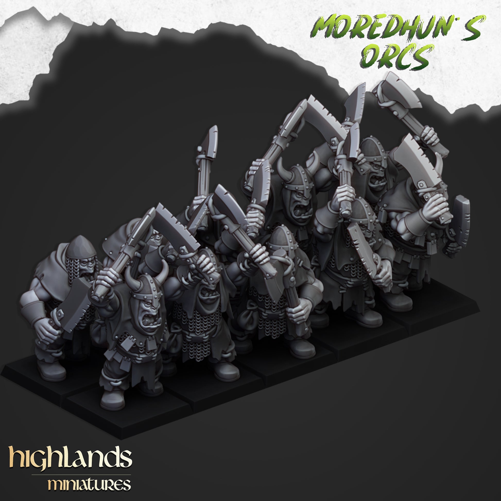 Miniatura Guerreros Orcos con Armas Orcos y Goblins resina 28mm sin pintar - Drakholm
