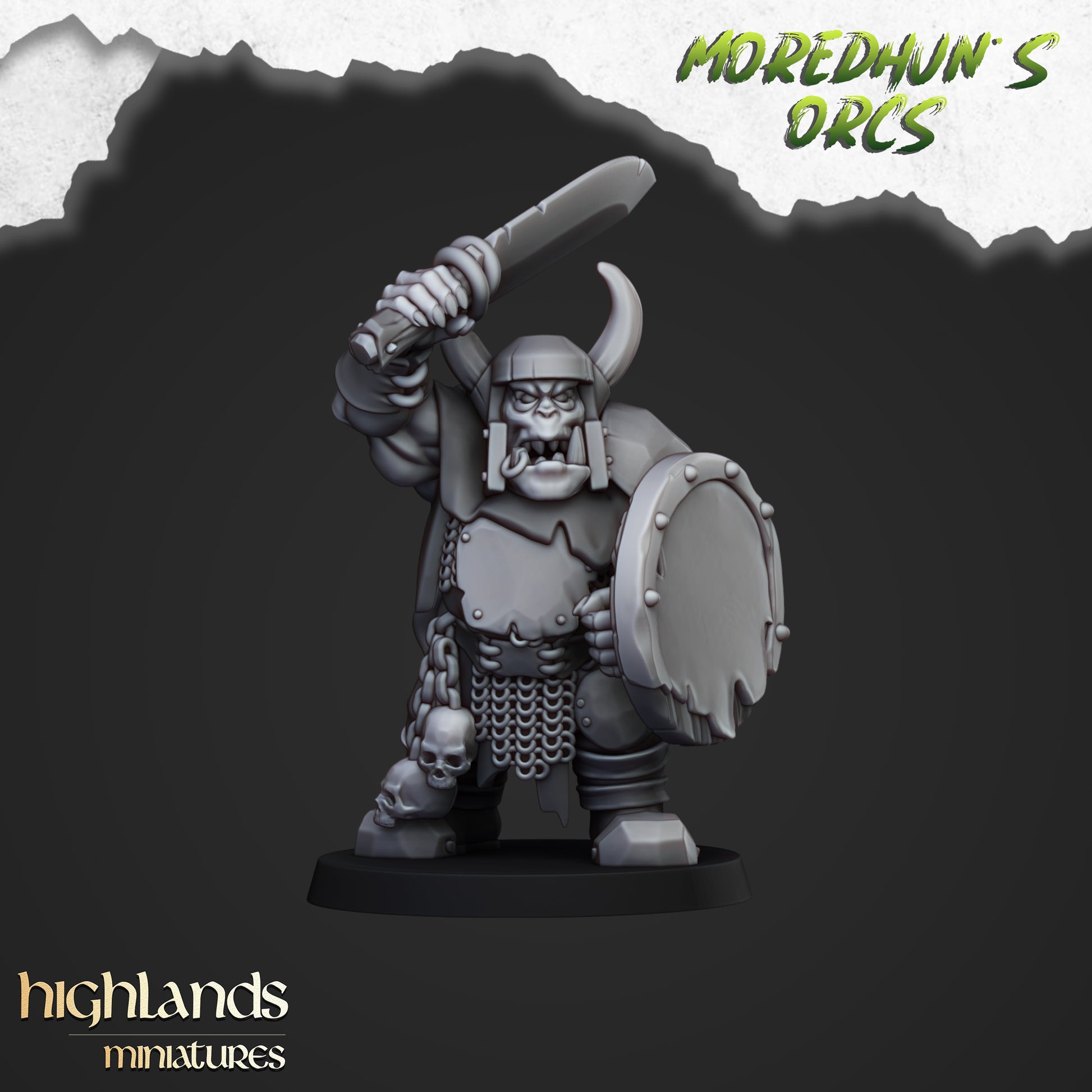Miniatura Guerreros Orcos con Armas Orcos y Goblins resina 28mm sin pintar - Drakholm
