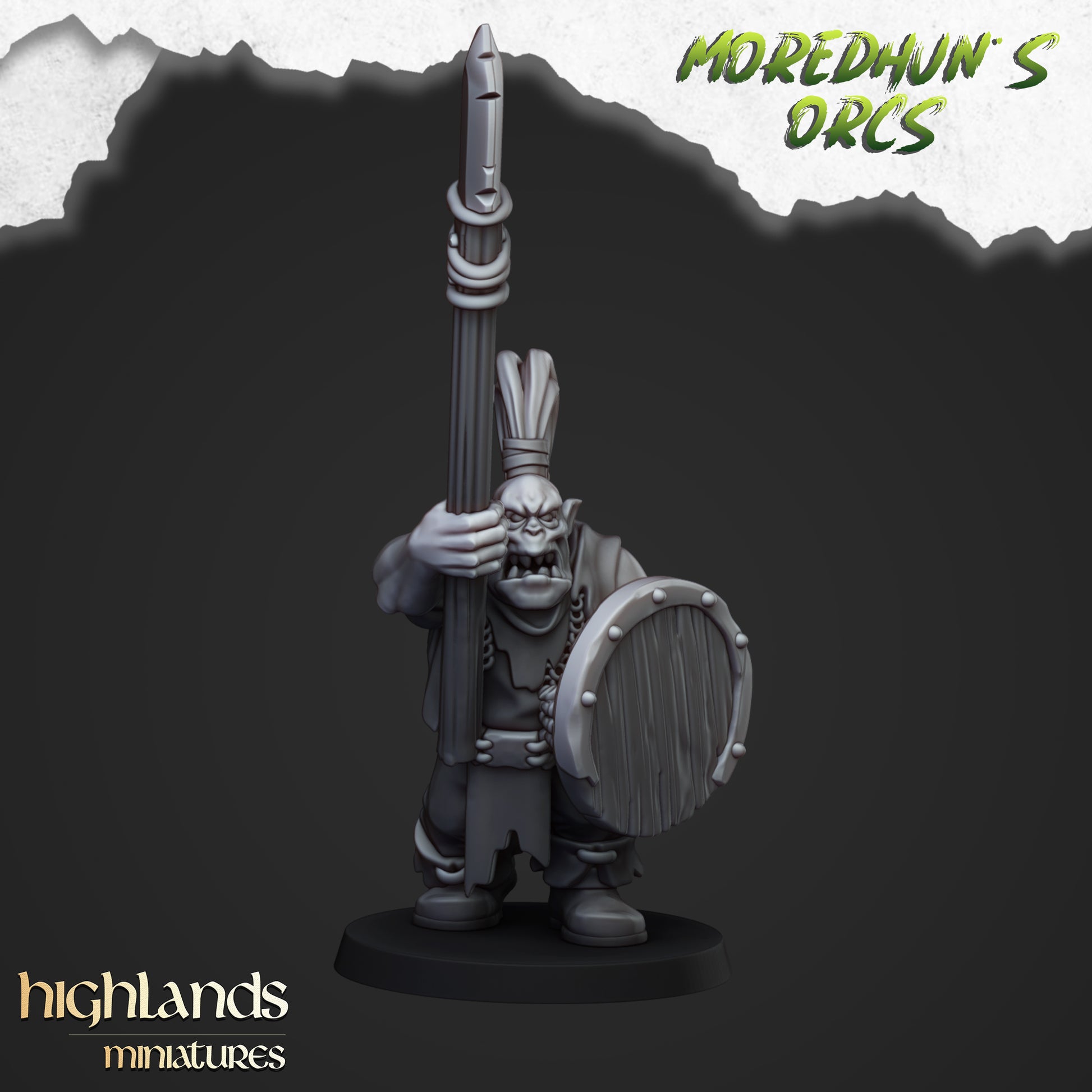 Miniatura Guerreros Orcos con Lanzas Orcos y Goblins resina 28mm sin pintar - Drakholm