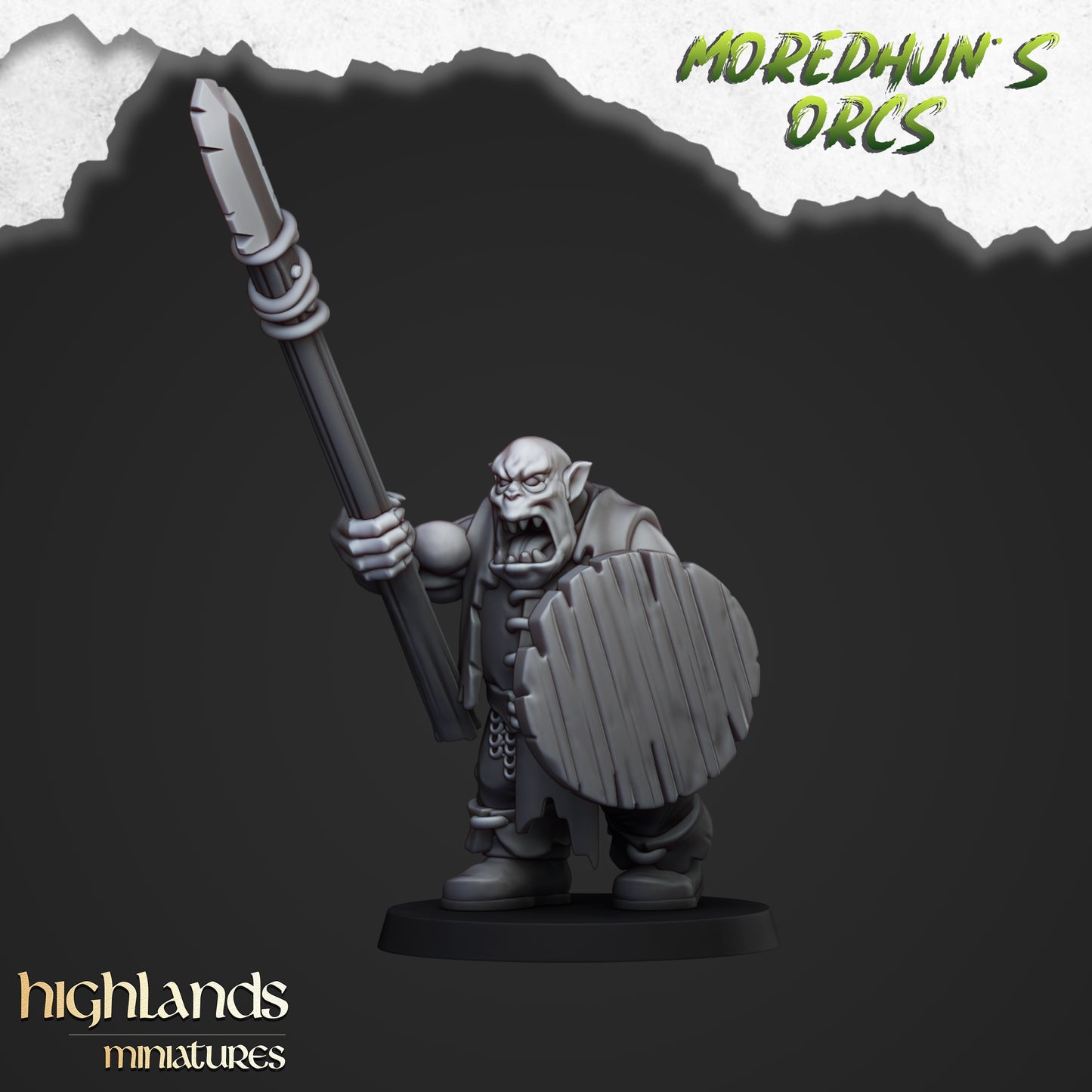 Miniatura Guerreros Orcos con Lanzas Orcos y Goblins resina 28mm sin pintar - Drakholm