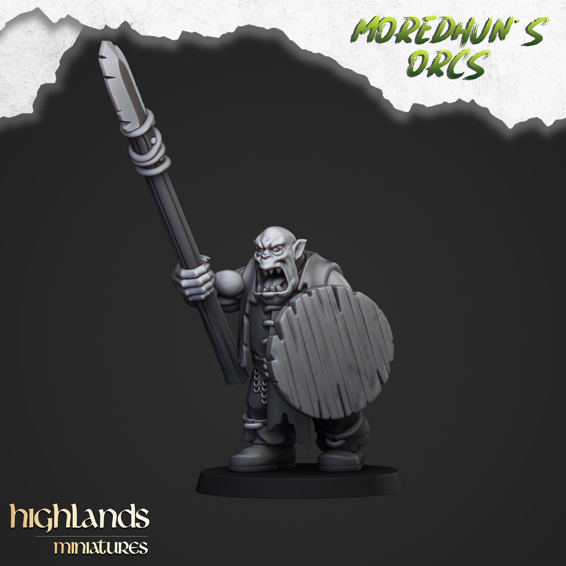 Miniatura Guerreros Orcos con Lanzas Orcos y Goblins resina 28mm sin pintar - Drakholm