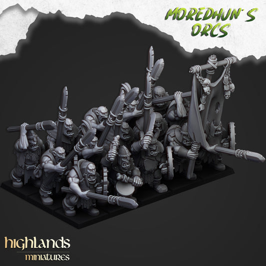 Miniatura Guerreros Orcos con Lanzas Orcos y Goblins resina 28mm sin pintar - Drakholm
