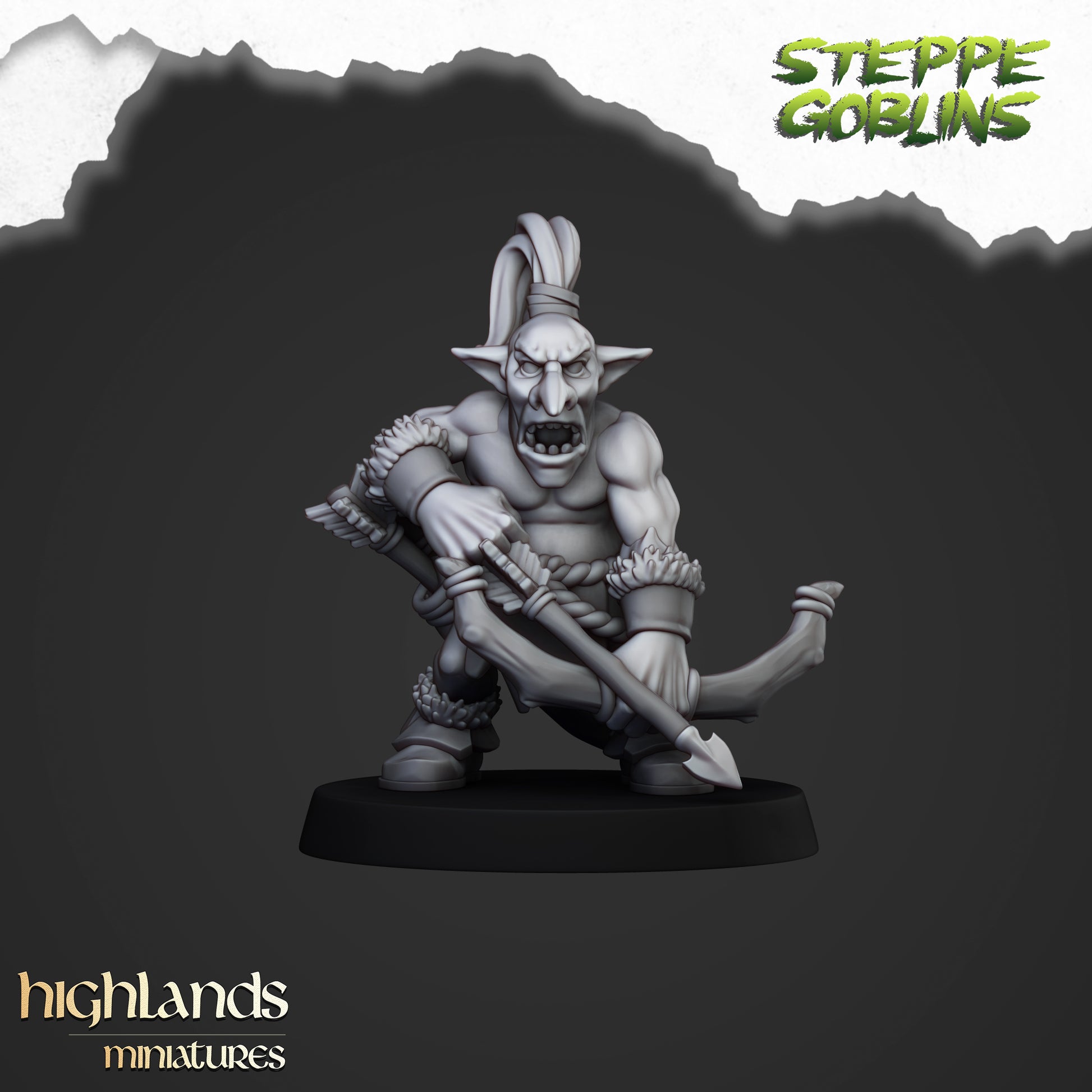 Miniatura Arqueros Goblin de la Estepa Orcos y Goblins resina 28mm sin pintar - Drakholm