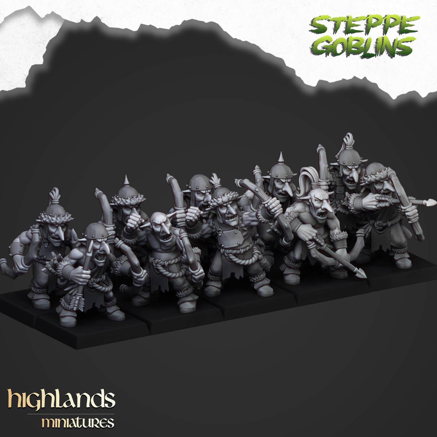 Miniatura Arqueros Goblin de la Estepa Orcos y Goblins resina 28mm sin pintar - Drakholm