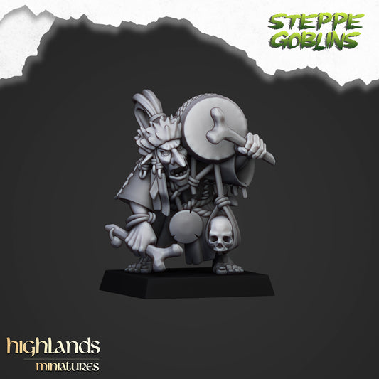 Miniatura Chamán Goblin de la Estepa Orcos y Goblins resina 28mm sin pintar - Drakholm