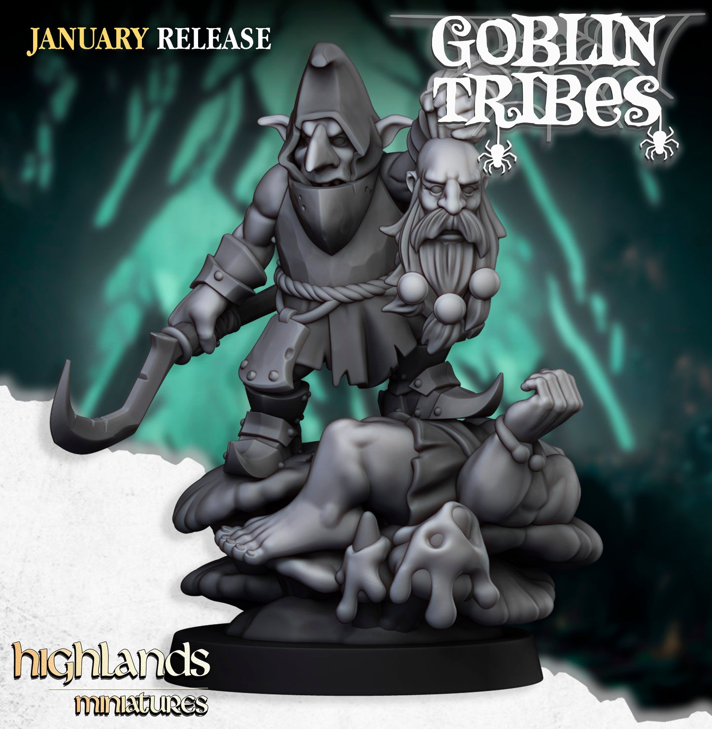 Miniatura Jefe Goblin de Pantano Orcos y Goblins resina 28mm sin pintar - Drakholm