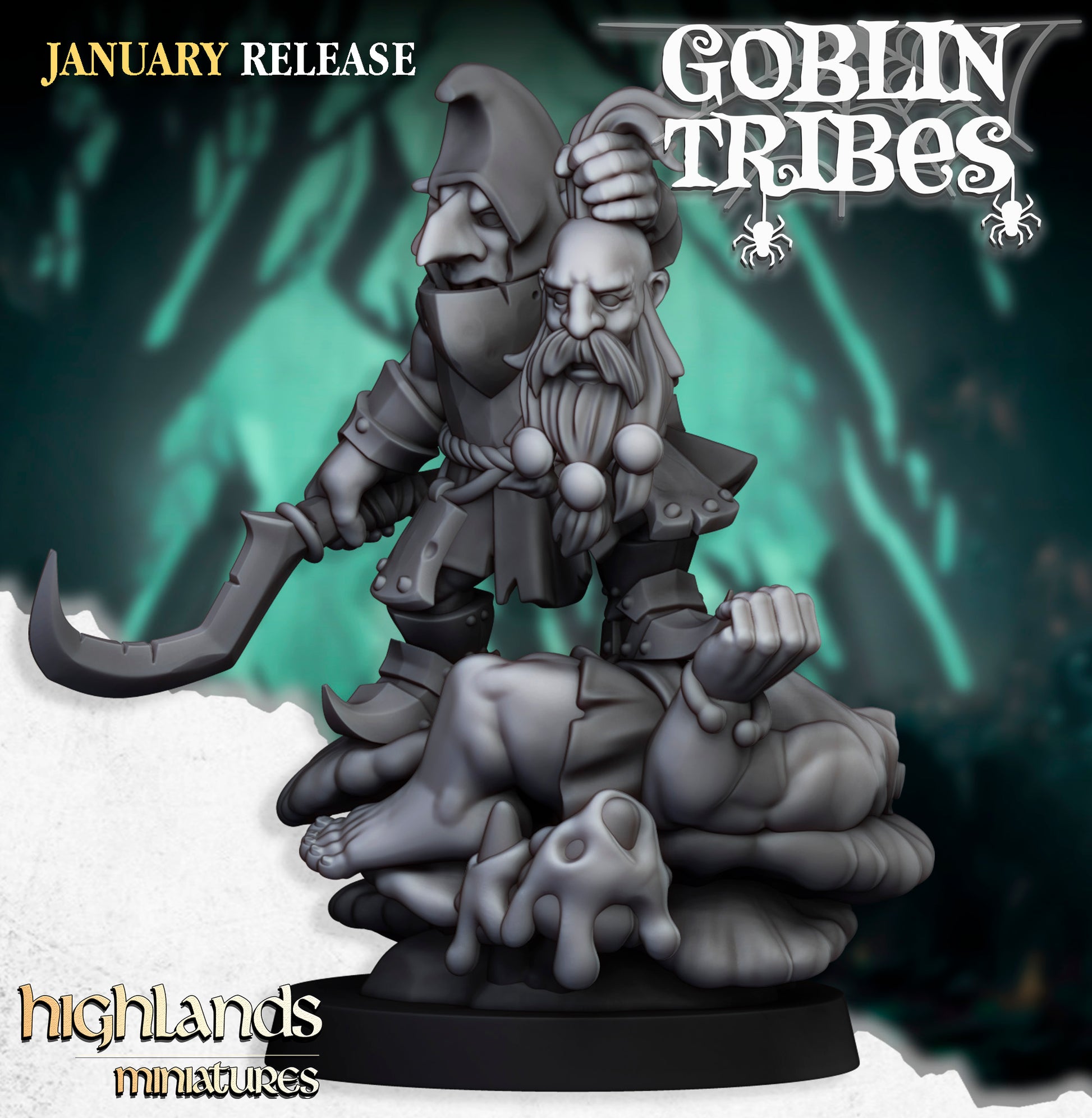 Miniatura Jefe Goblin de Pantano Orcos y Goblins resina 28mm sin pintar - Drakholm