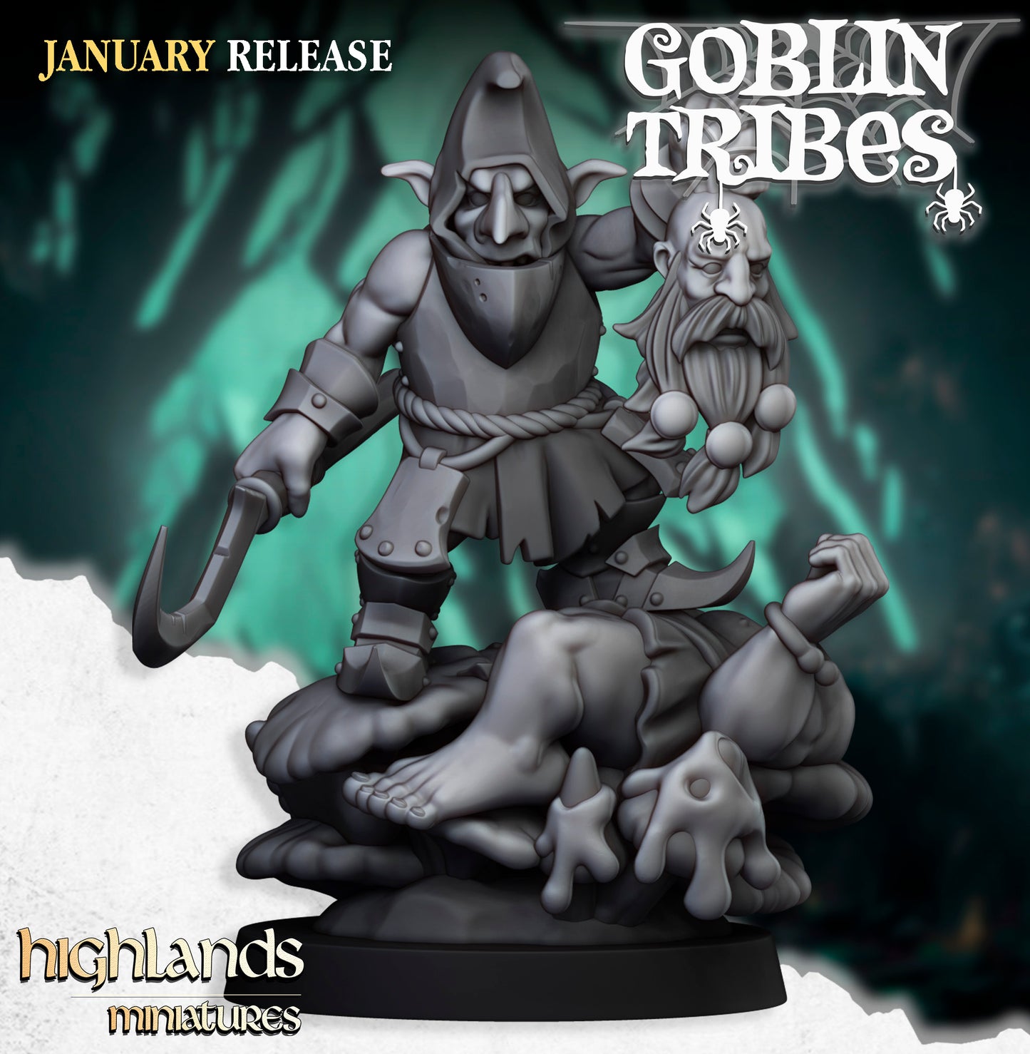 Miniatura Jefe Goblin de Pantano Orcos y Goblins resina 28mm sin pintar - Drakholm