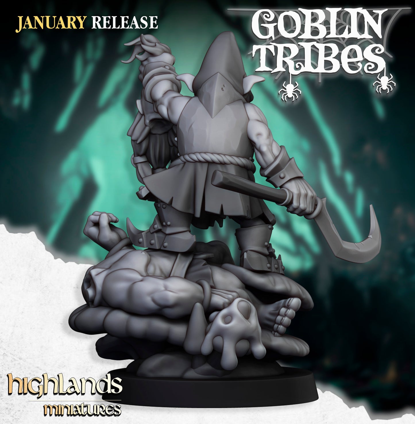Miniatura Jefe Goblin de Pantano Orcos y Goblins resina 28mm sin pintar - Drakholm