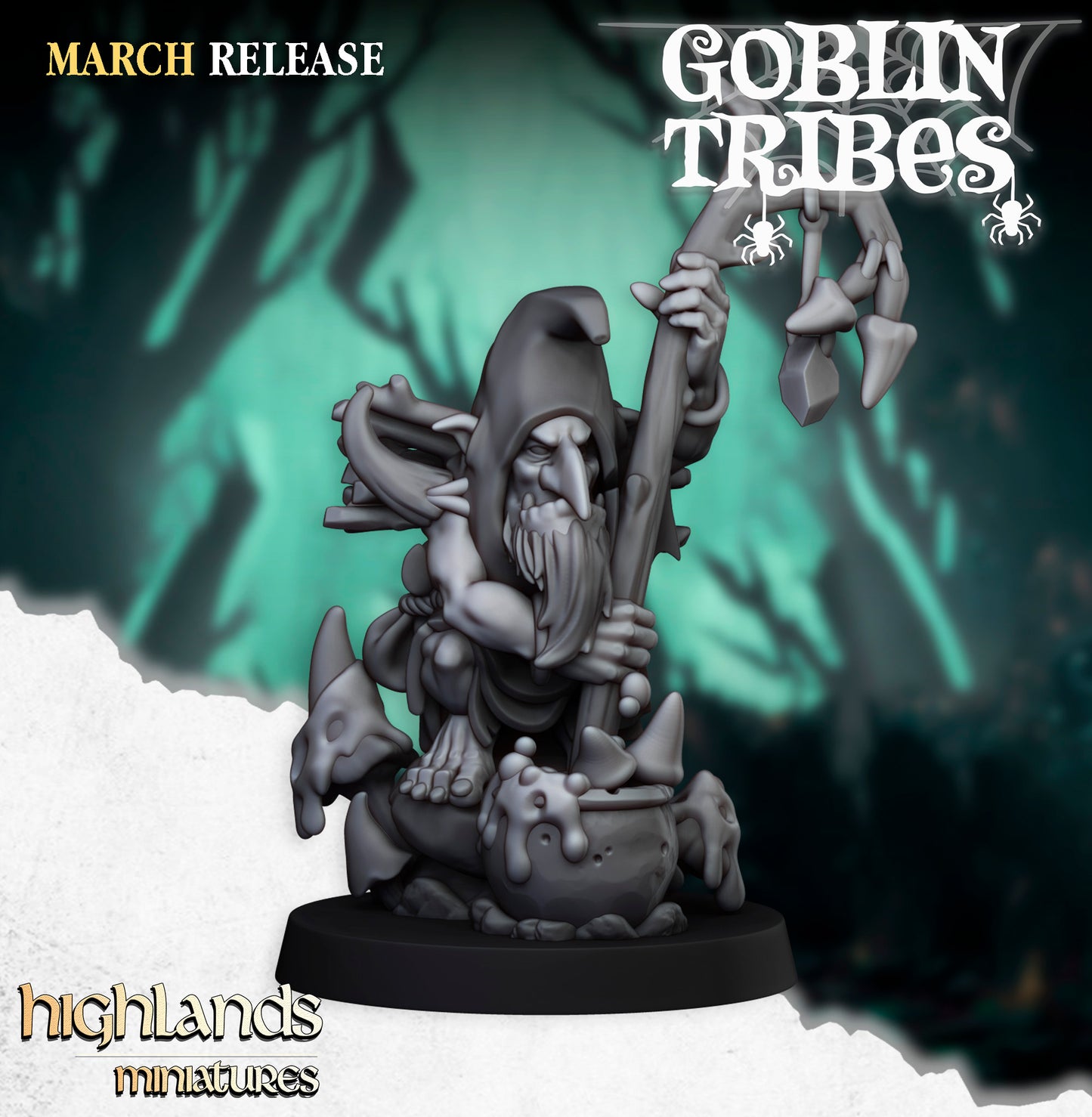 Miniatura Chamán Goblin de Pantano Orcos y Goblins resina 28mm sin pintar - Drakholm