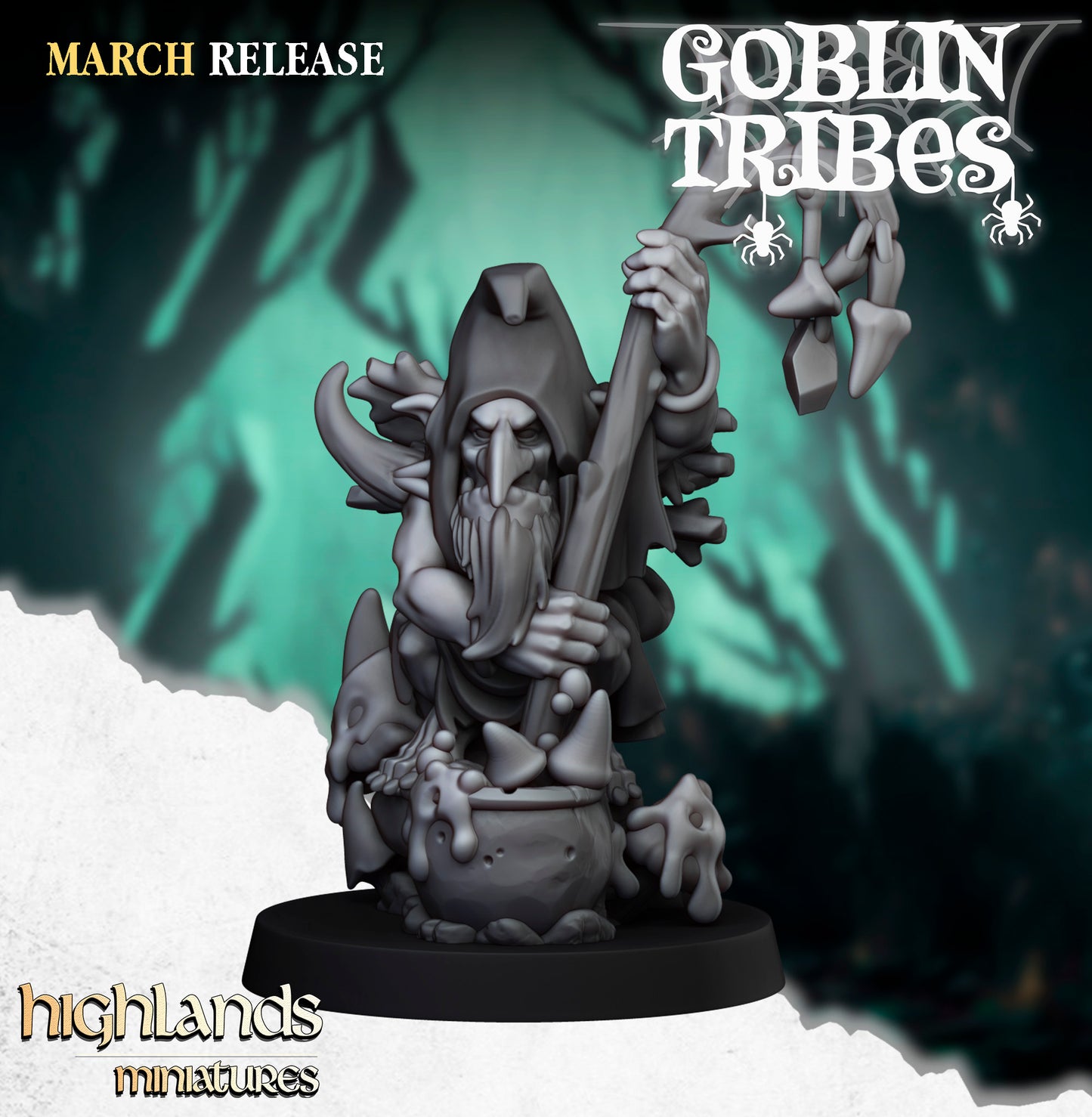 Miniatura Chamán Goblin de Pantano Orcos y Goblins resina 28mm sin pintar - Drakholm