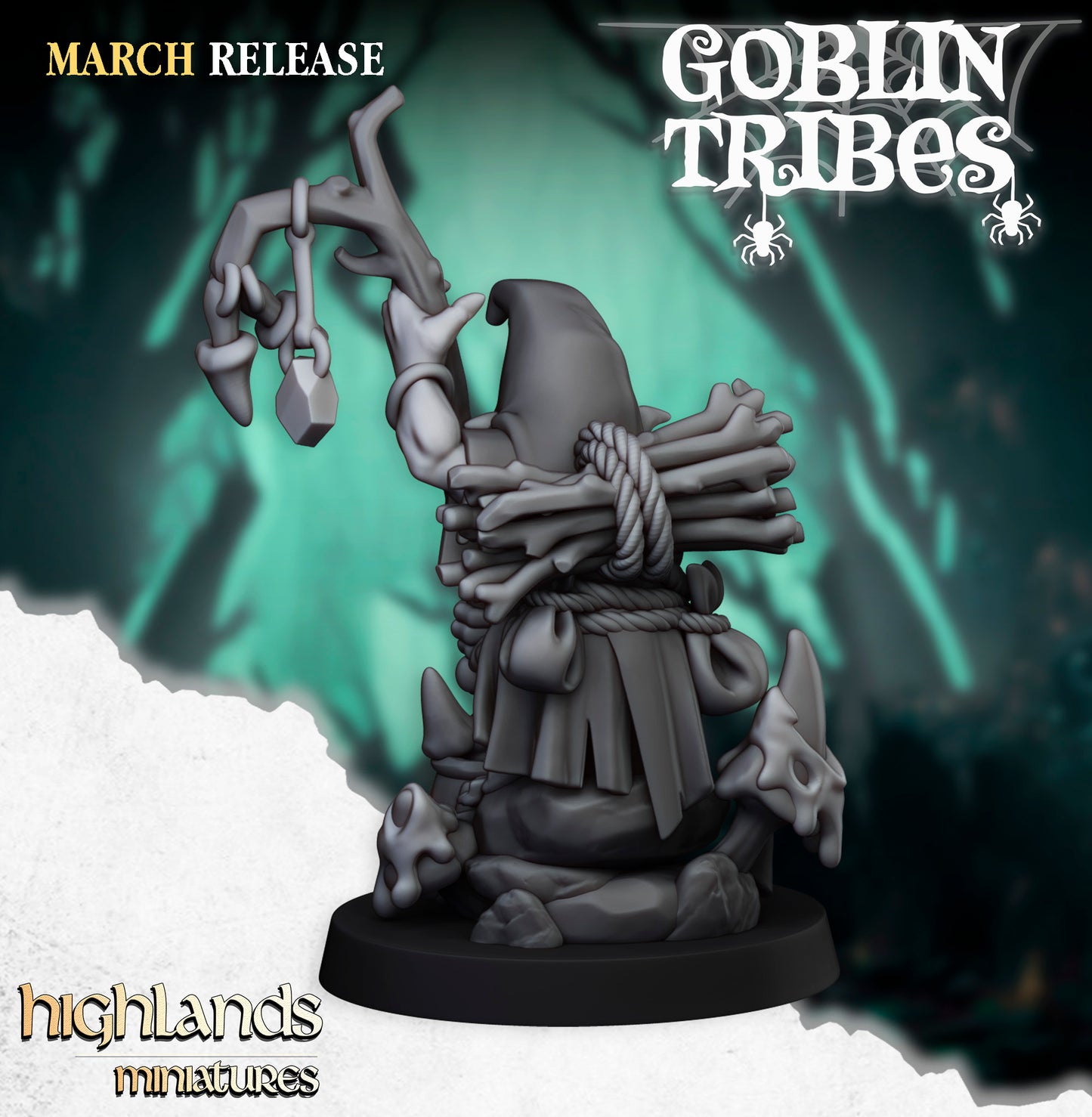 Miniatura Chamán Goblin de Pantano Orcos y Goblins resina 28mm sin pintar - Drakholm