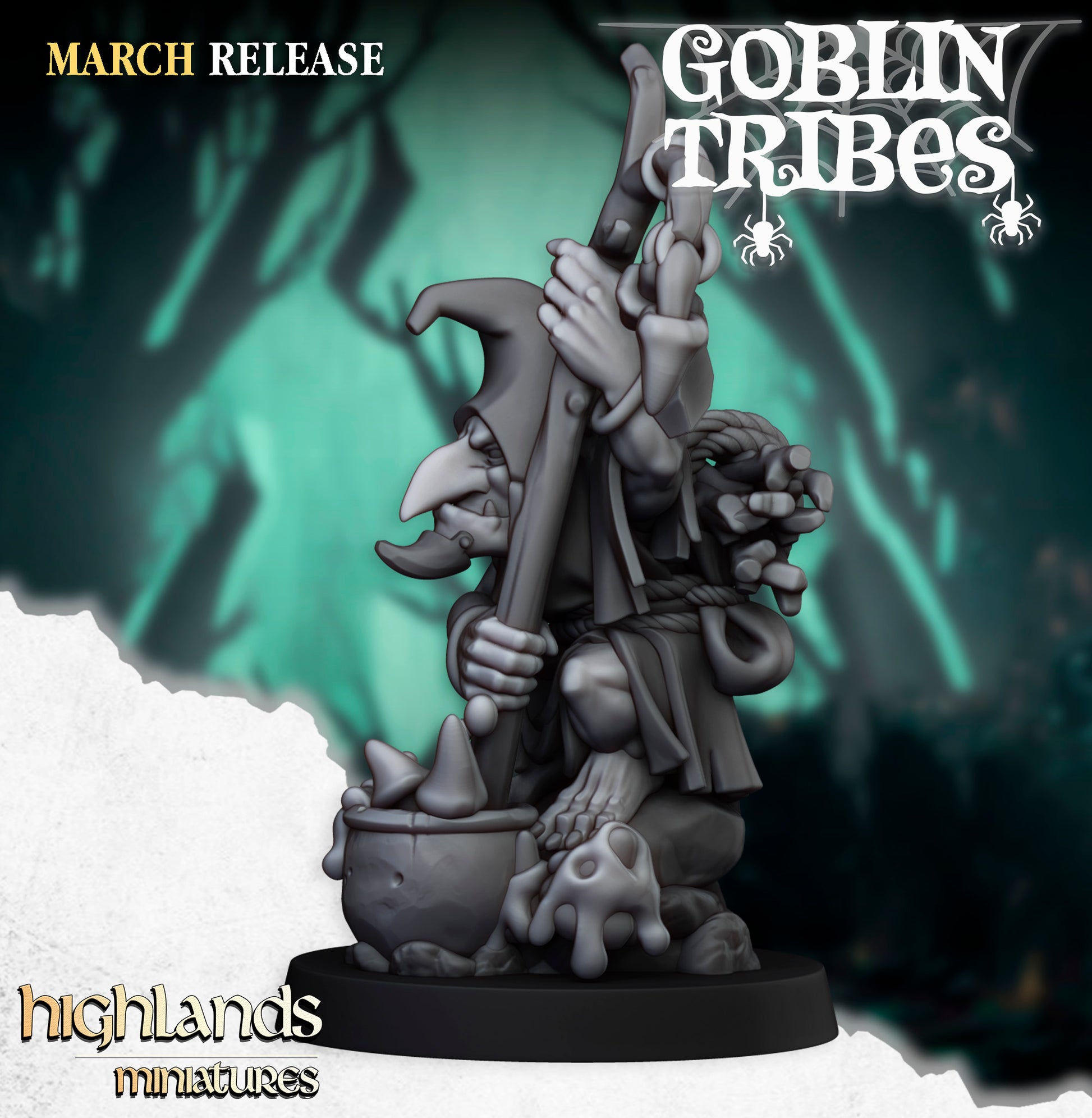 Miniatura Chamán Goblin de Pantano Orcos y Goblins resina 28mm sin pintar - Drakholm