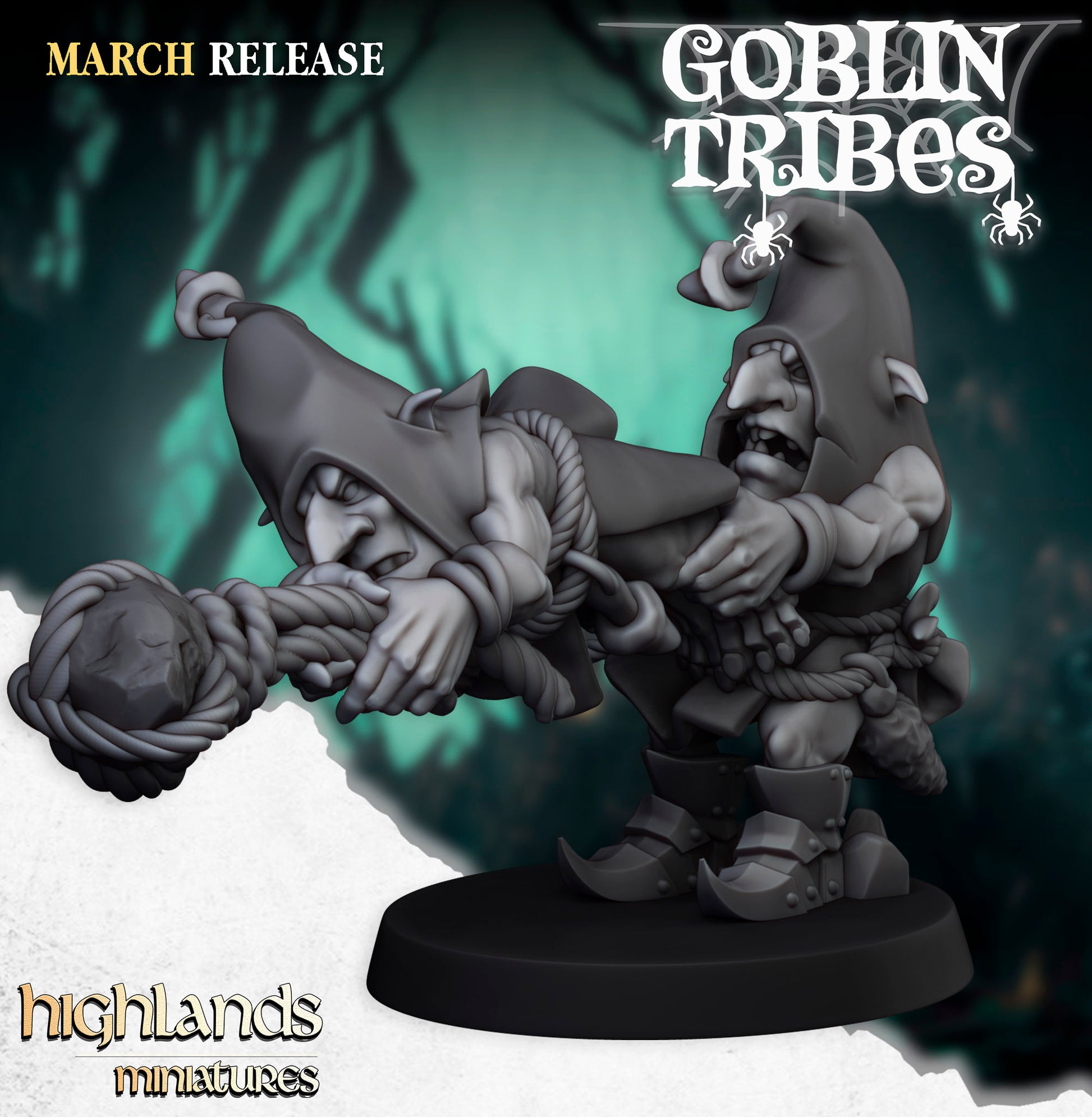 Miniatura Lanzapiedras Goblin de Pantano Orcos y Goblins resina 28mm sin pintar - Drakholm