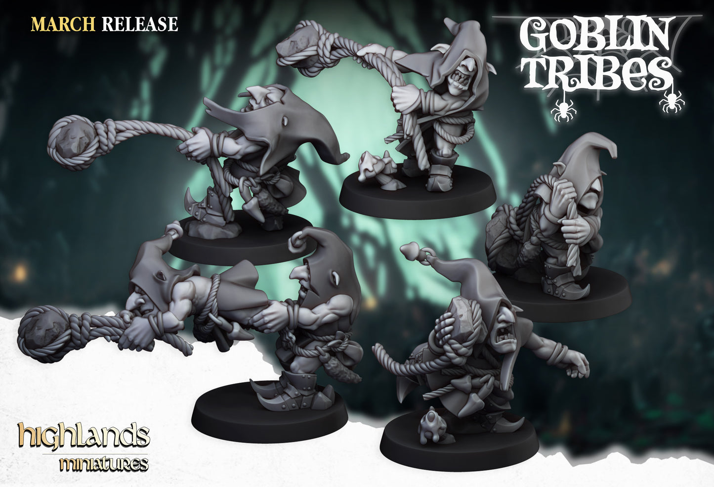 Miniatura Lanzapiedras Goblin de Pantano Orcos y Goblins resina 28mm sin pintar - Drakholm