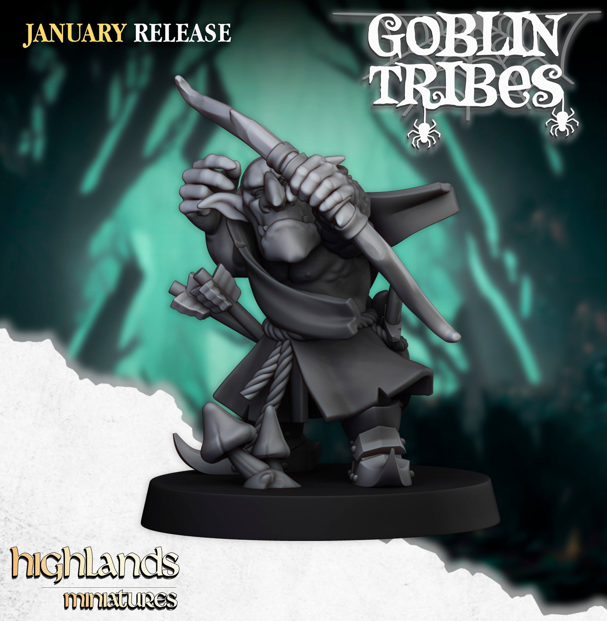 Miniatura Arqueros Goblin de Pantano Orcos y Goblins resina 28mm sin pintar - Drakholm