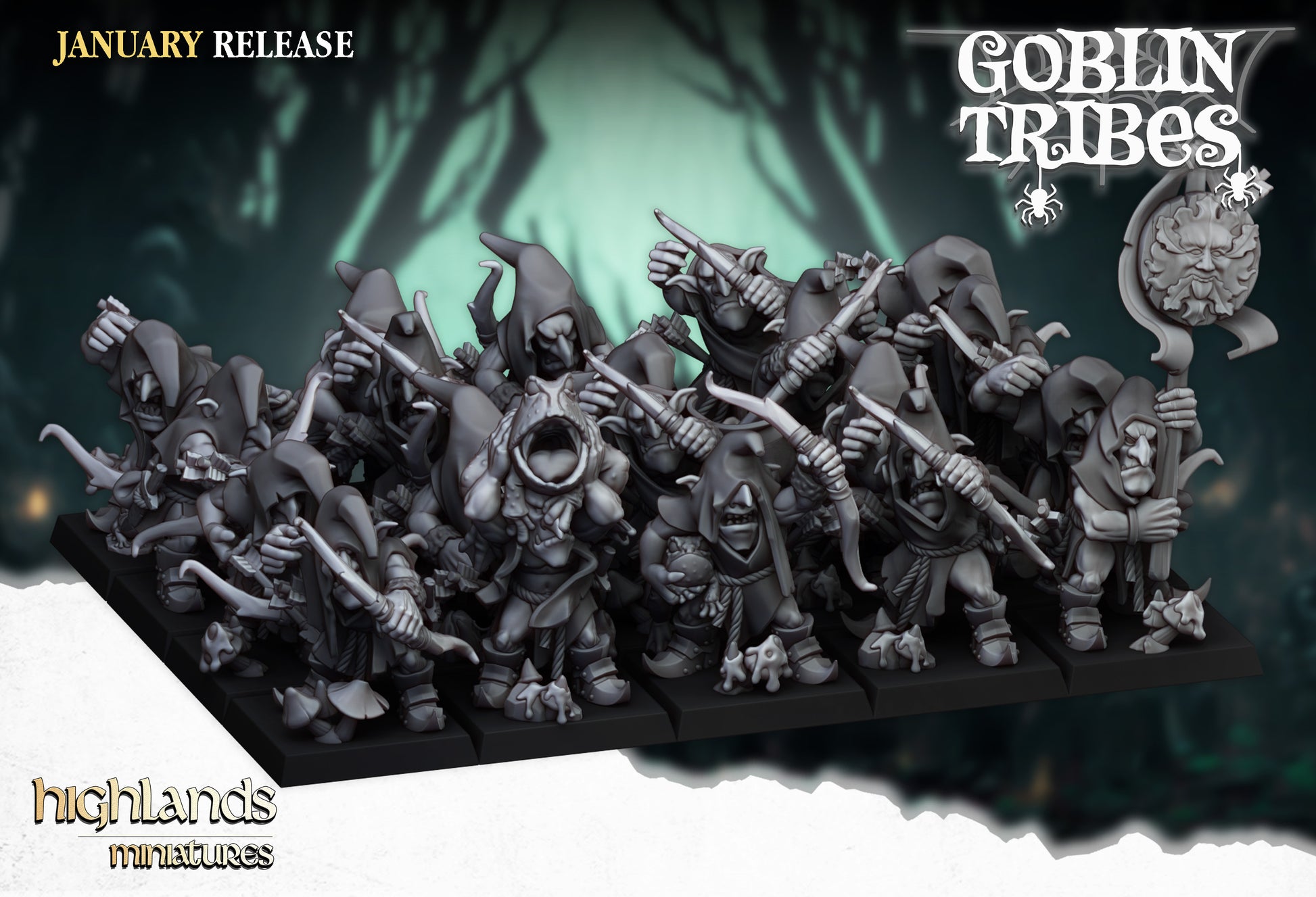 Miniatura Arqueros Goblin de Pantano Orcos y Goblins resina 28mm sin pintar - Drakholm
