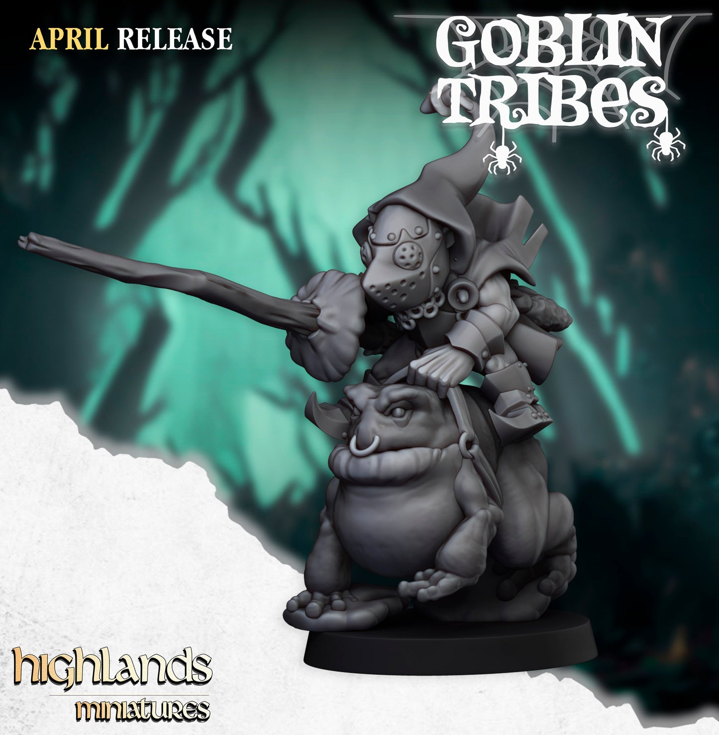 Miniatura Jinetes de Rana con Picas Goblin Orcos y Goblins resina 28mm sin pintar - Drakholm