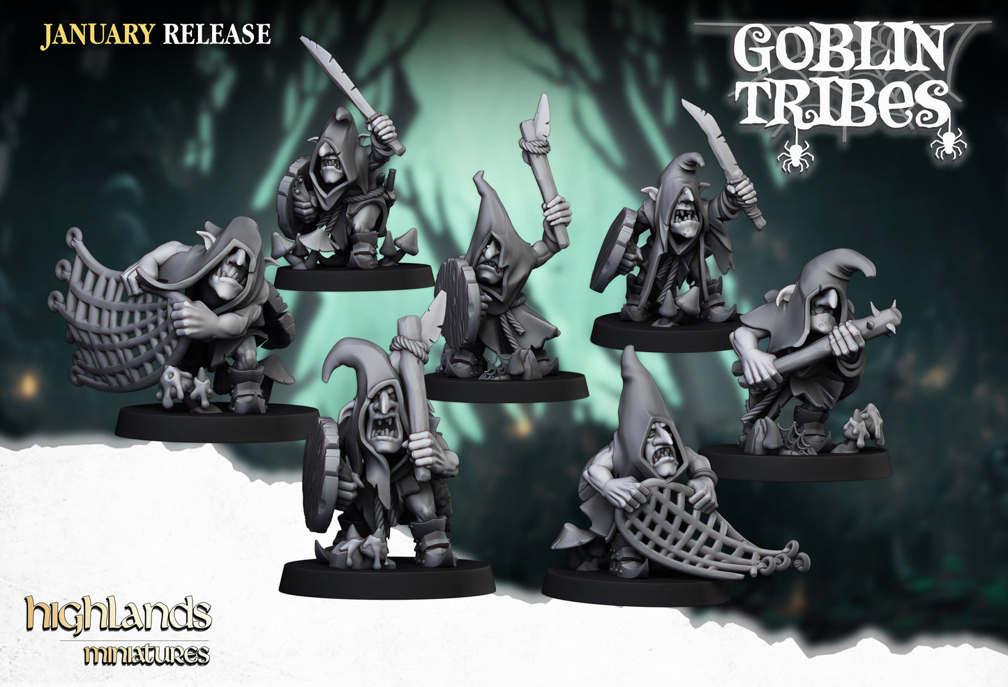Miniatura Goblins de Pantano con Armas Orcos y Goblins resina 28mm sin pintar - Drakholm