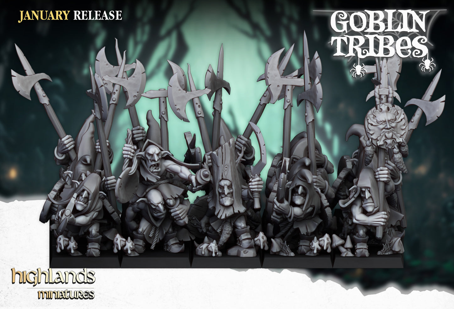Miniatura Goblins de Pantano con Picas Orcos y Goblins resina 28mm sin pintar - Drakholm