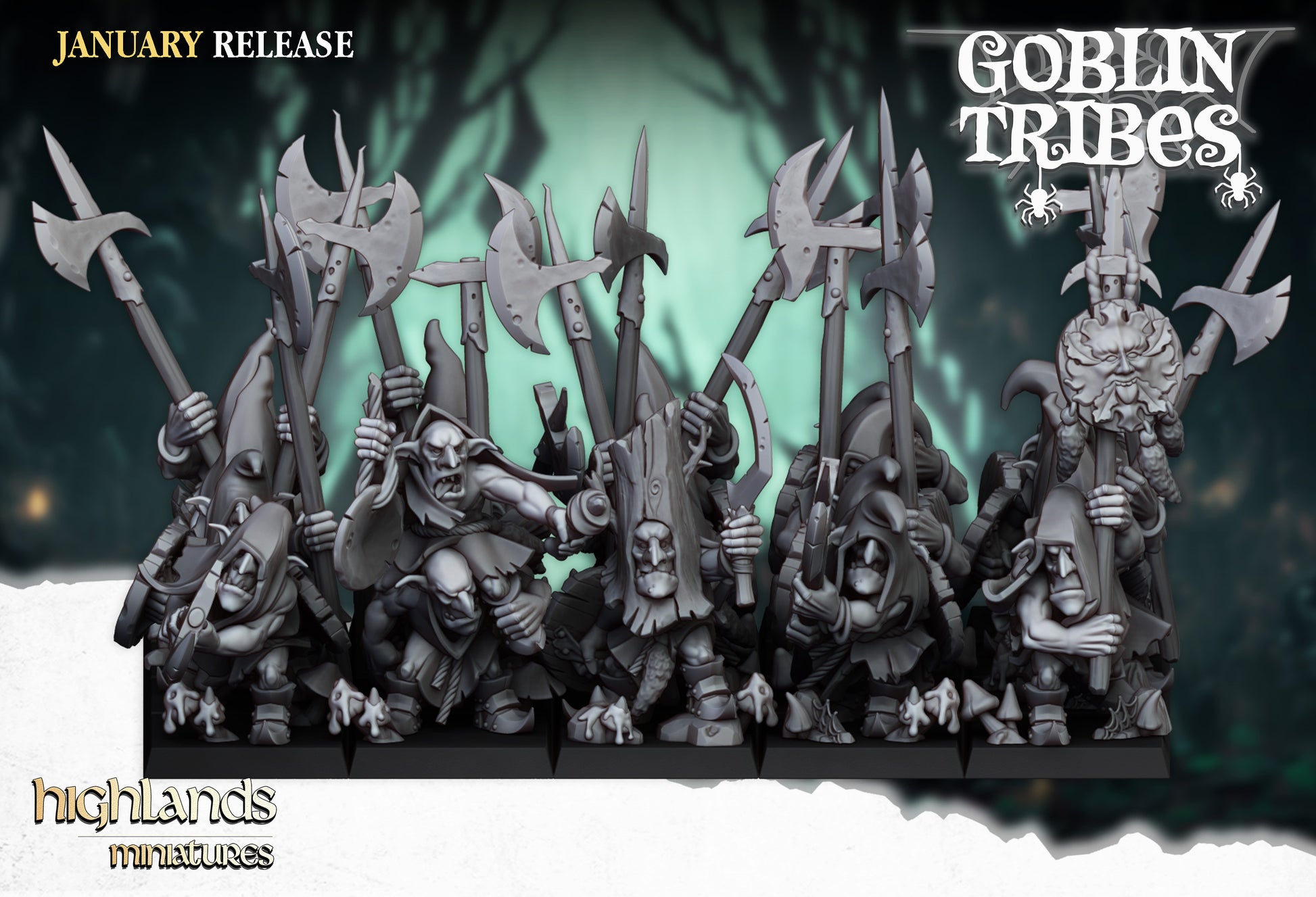 Miniatura Goblins de Pantano con Picas Orcos y Goblins resina 28mm sin pintar - Drakholm