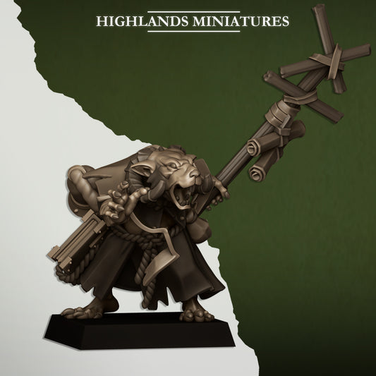Miniatura Brujo de la Cloaca Hombres-Rata resina 28mm sin pintar - Drakholm