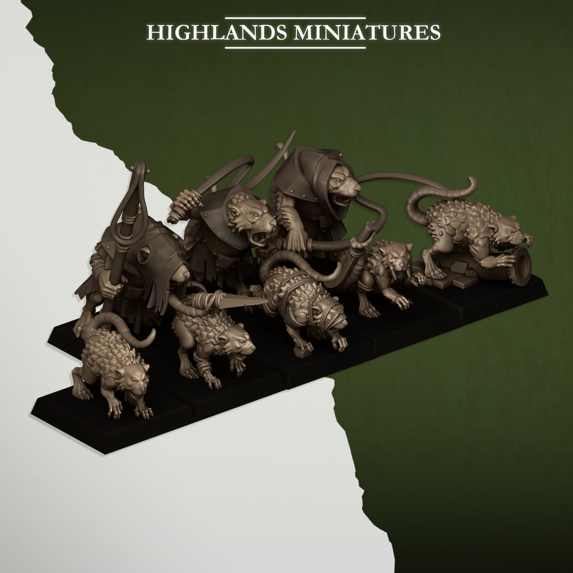 Miniatura Ratas y Adiestradores Hombres-Rata resina 28mm sin pintar - Drakholm