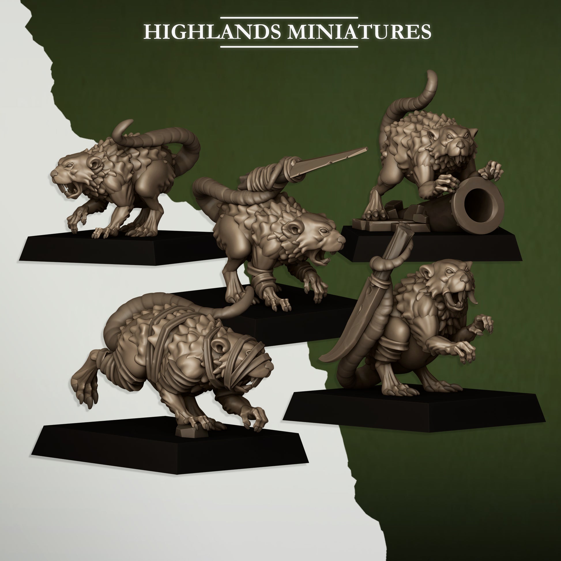 Miniatura Ratas y Adiestradores Hombres-Rata resina 28mm sin pintar - Drakholm