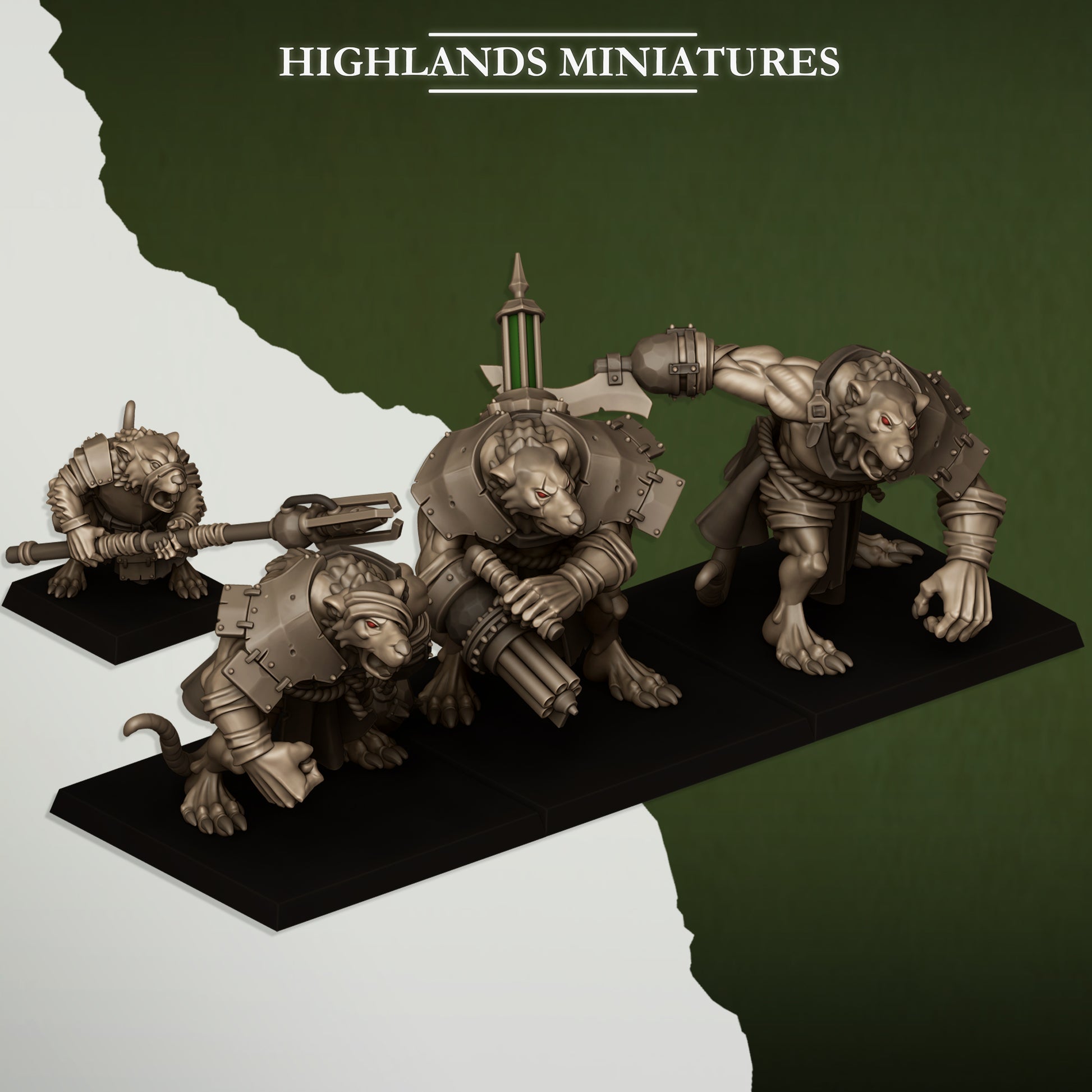 Miniatura Ratgors y Líder Hombres-Rata resina 28mm sin pintar - Drakholm