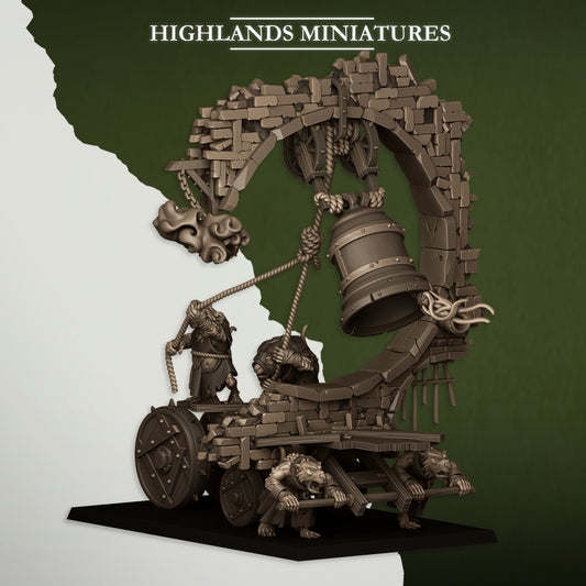 Miniatura Máquina de Asedio con Campana Hombres-Rata resina 28mm sin pintar - Drakholm