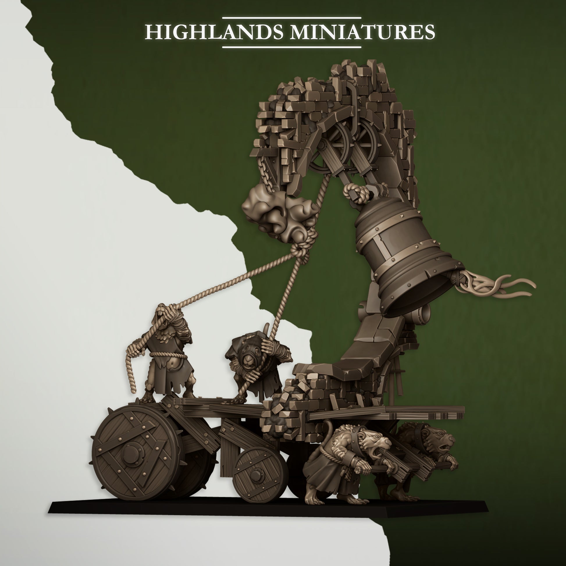 Miniatura Máquina de Asedio con Campana Hombres-Rata resina 28mm sin pintar - Drakholm