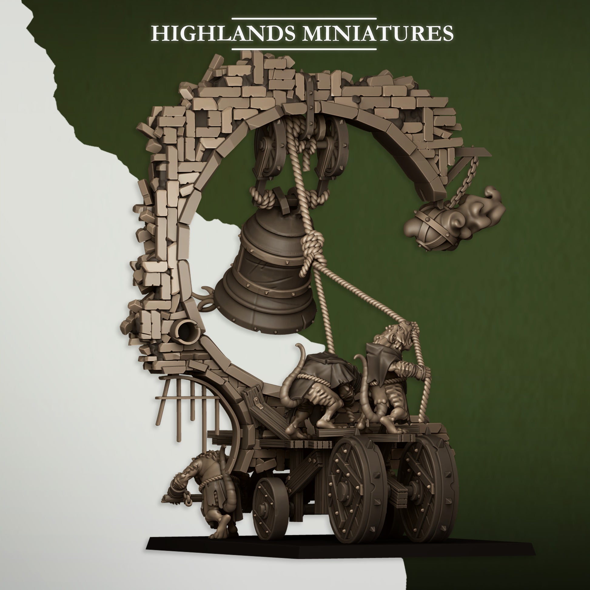 Miniatura Máquina de Asedio con Campana Hombres-Rata resina 28mm sin pintar - Drakholm