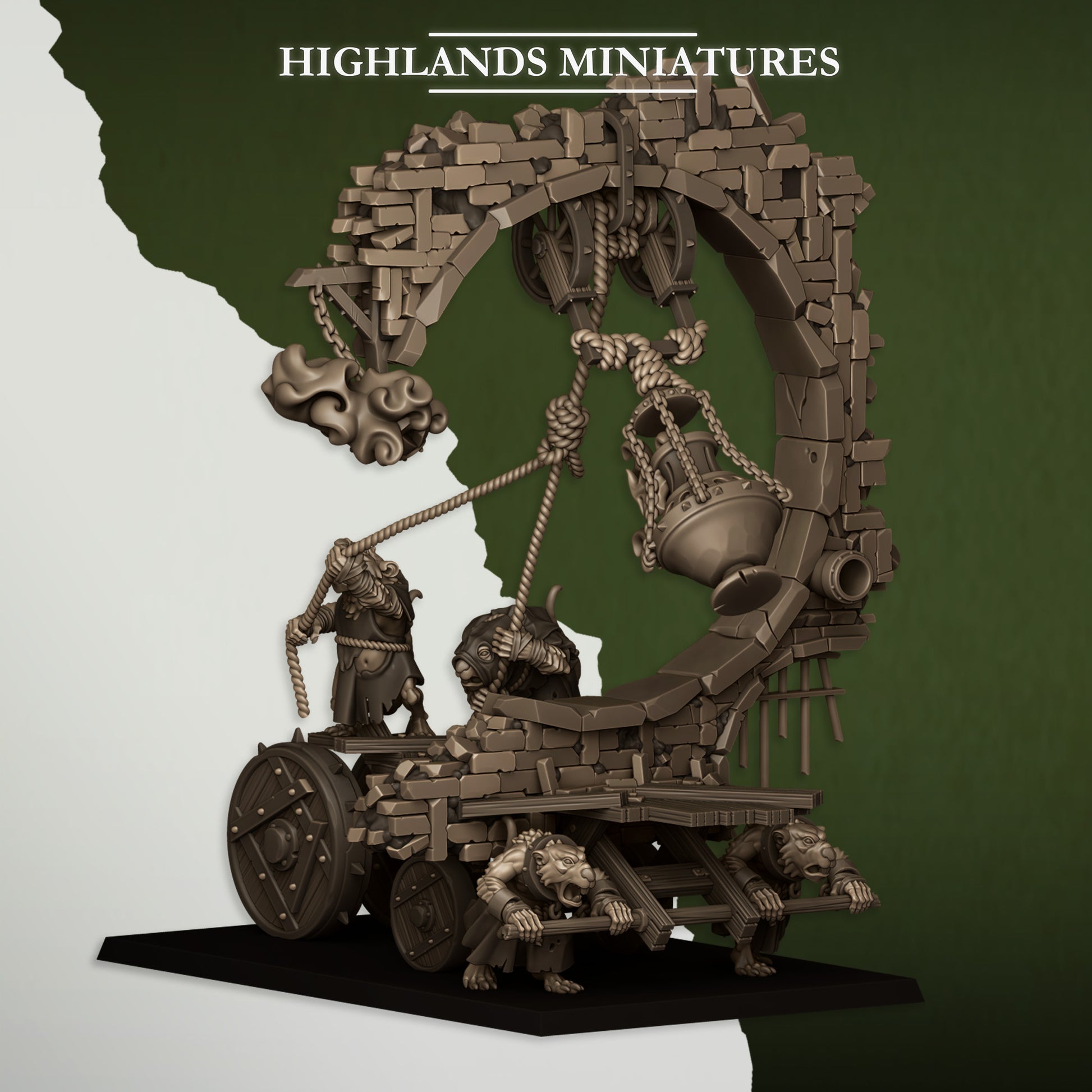 Miniatura Máquina de Asedio con Campana Hombres-Rata resina 28mm sin pintar - Drakholm