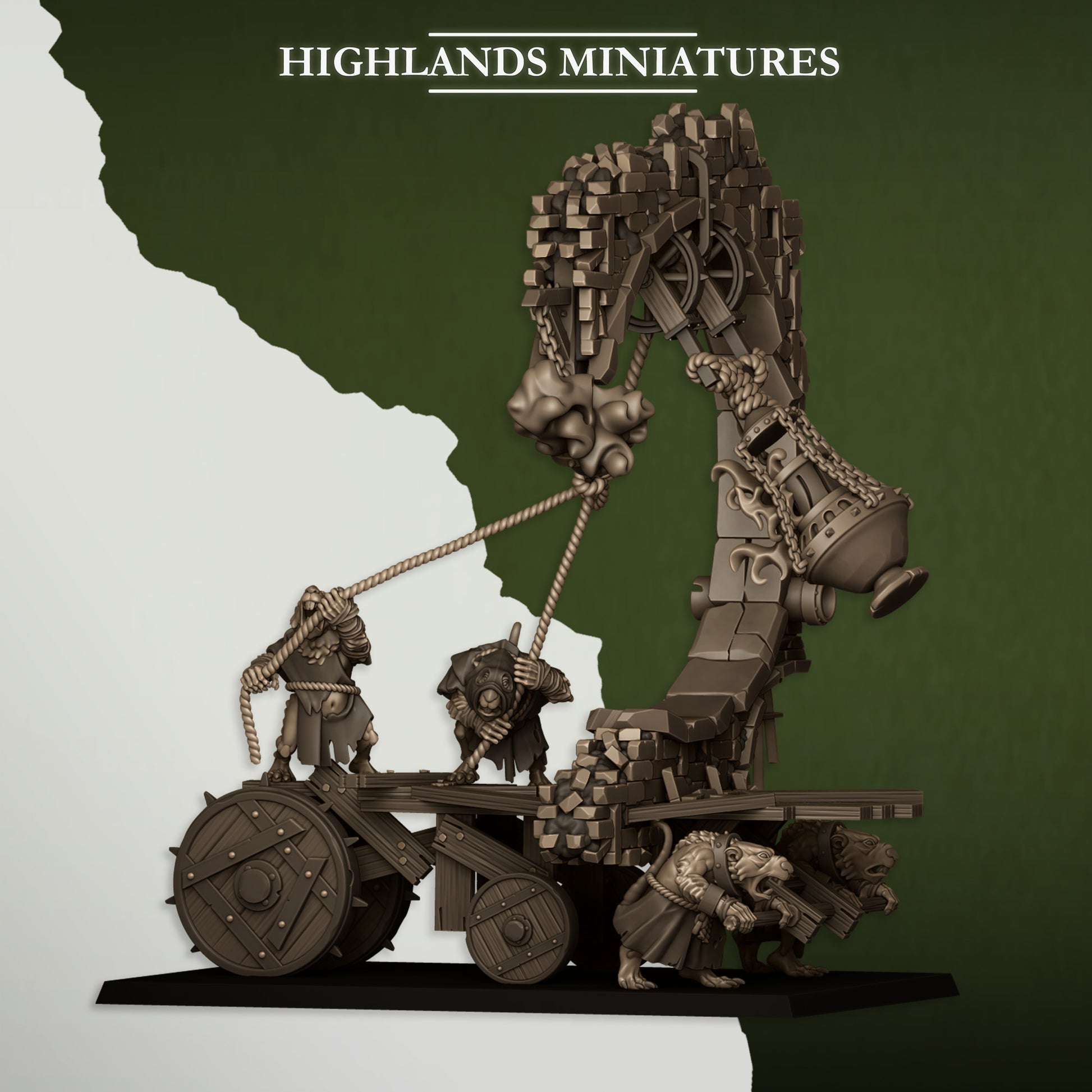 Miniatura Máquina de Asedio con Campana Hombres-Rata resina 28mm sin pintar - Drakholm