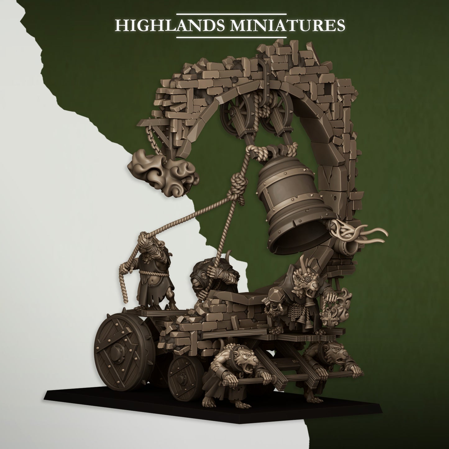 Miniatura Máquina de Asedio con Campana Hombres-Rata resina 28mm sin pintar - Drakholm