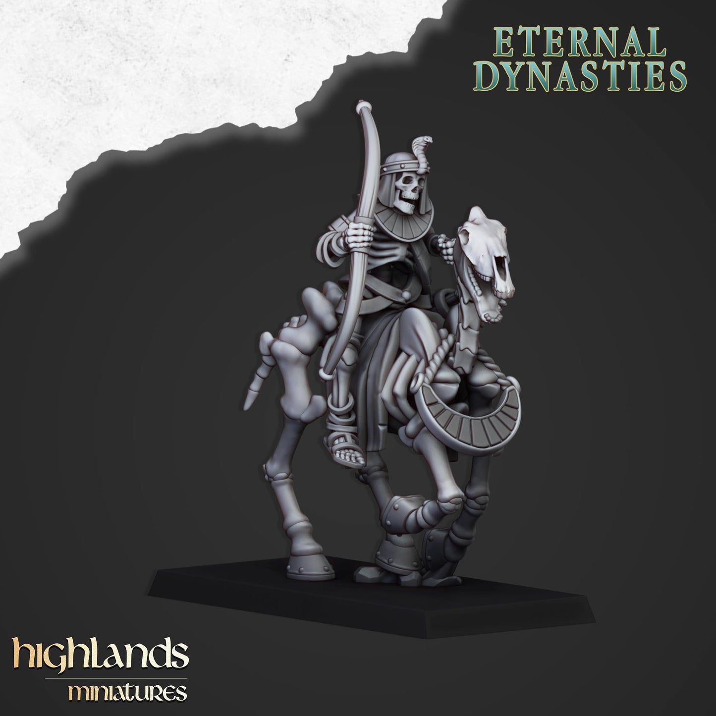 Miniatura Caballería Esquelética con Arcos Reyes Funerarios resina 28mm sin pintar - Drakholm