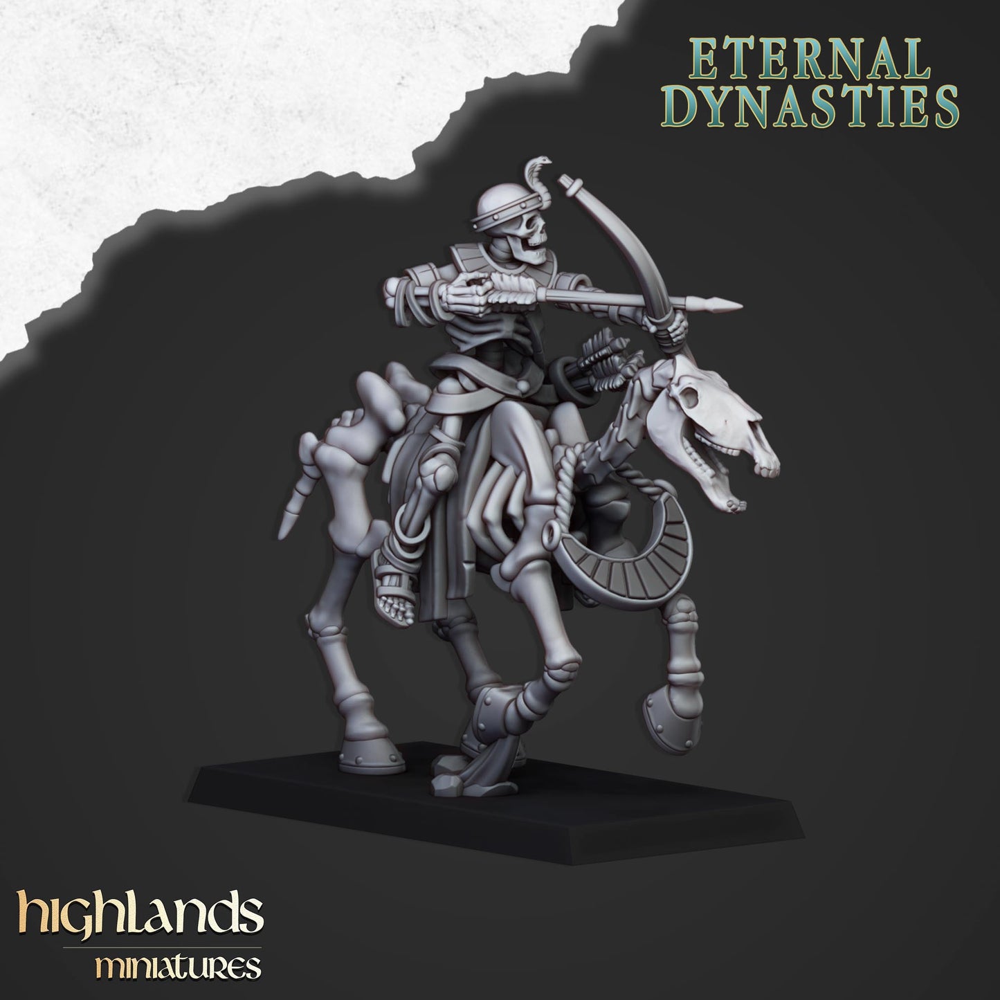 Miniatura Caballería Esquelética con Arcos Reyes Funerarios resina 28mm sin pintar - Drakholm