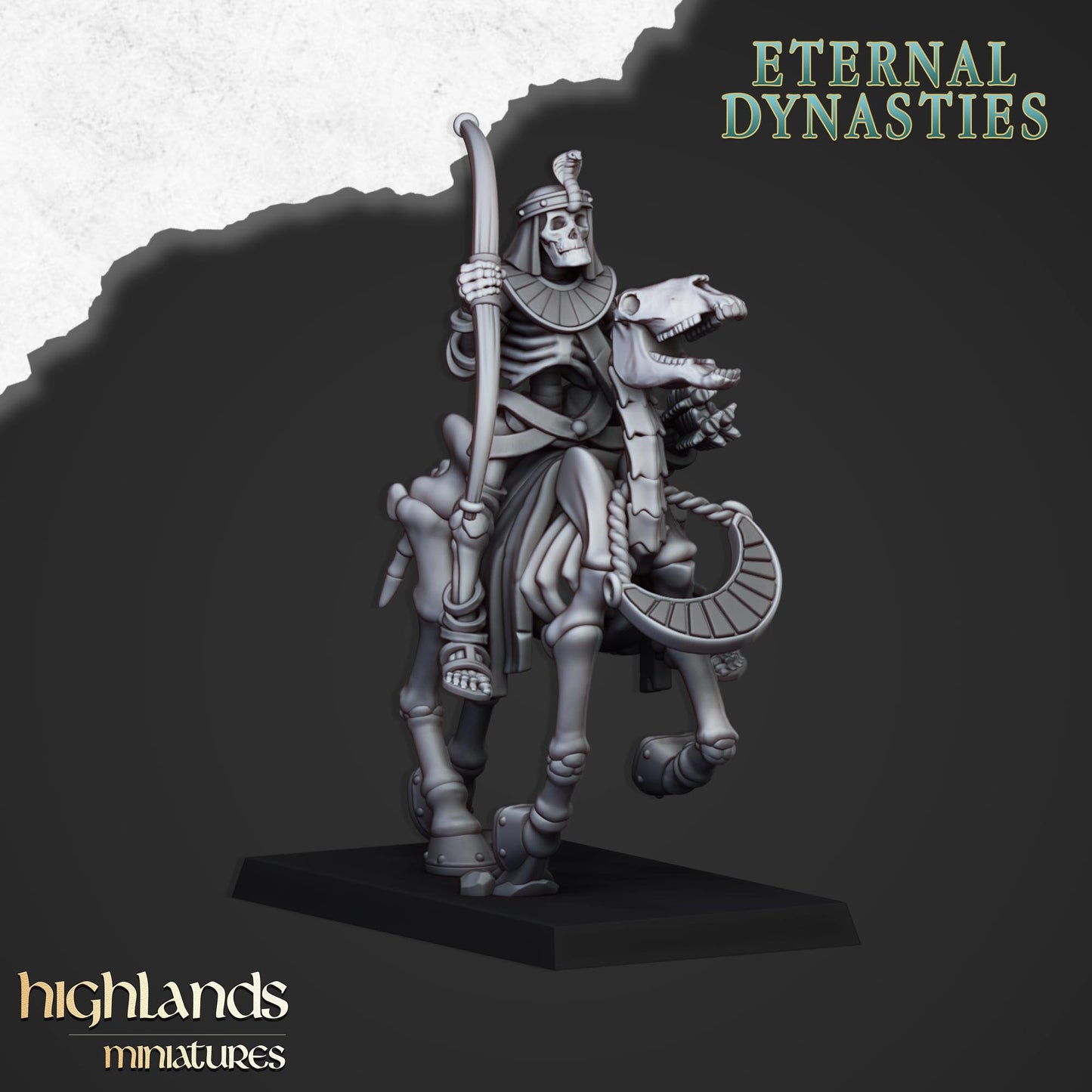 Miniatura Caballería Esquelética con Arcos Reyes Funerarios resina 28mm sin pintar - Drakholm