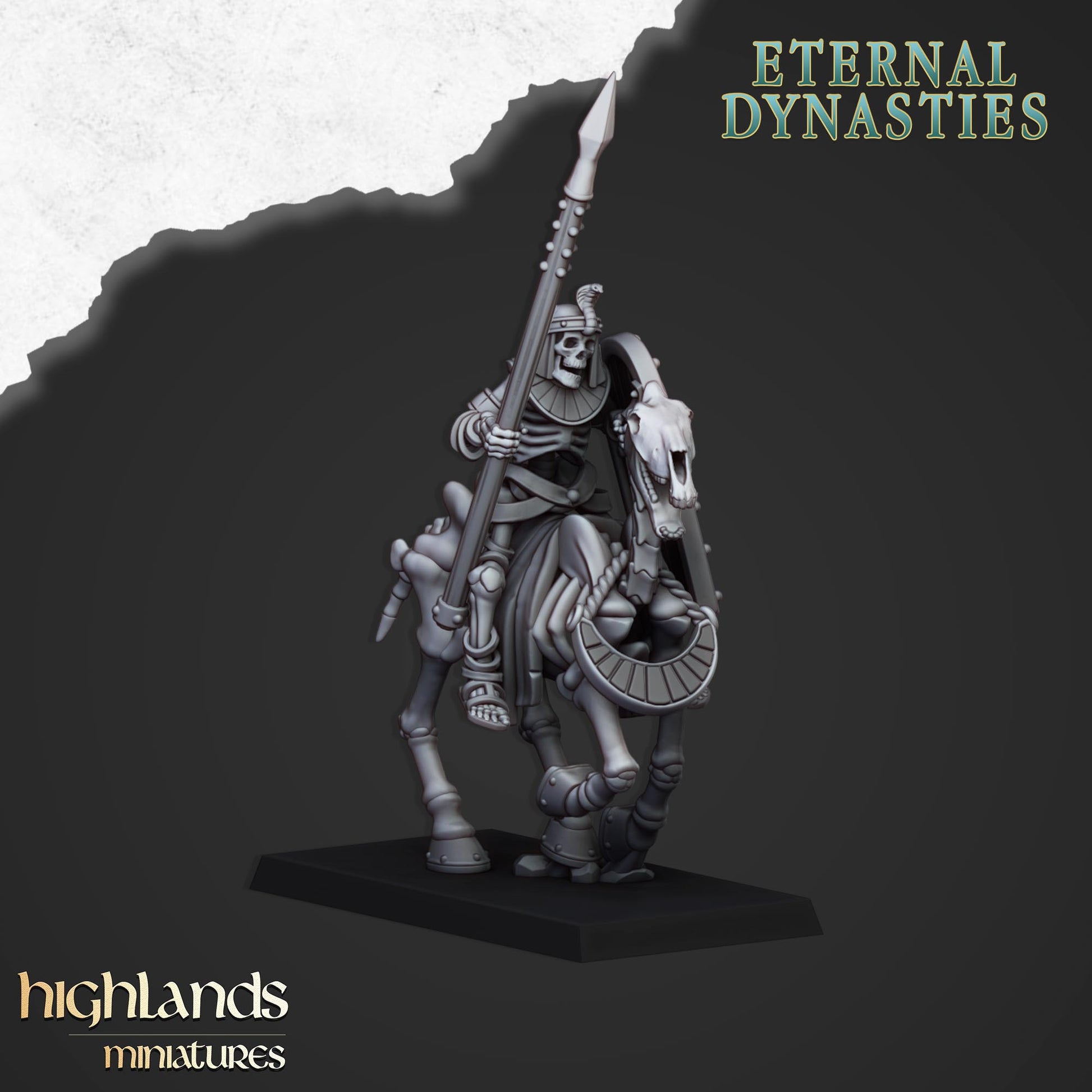 Miniatura Caballería Esquelética con Lanzas Reyes Funerarios resina 28mm sin pintar - Drakholm