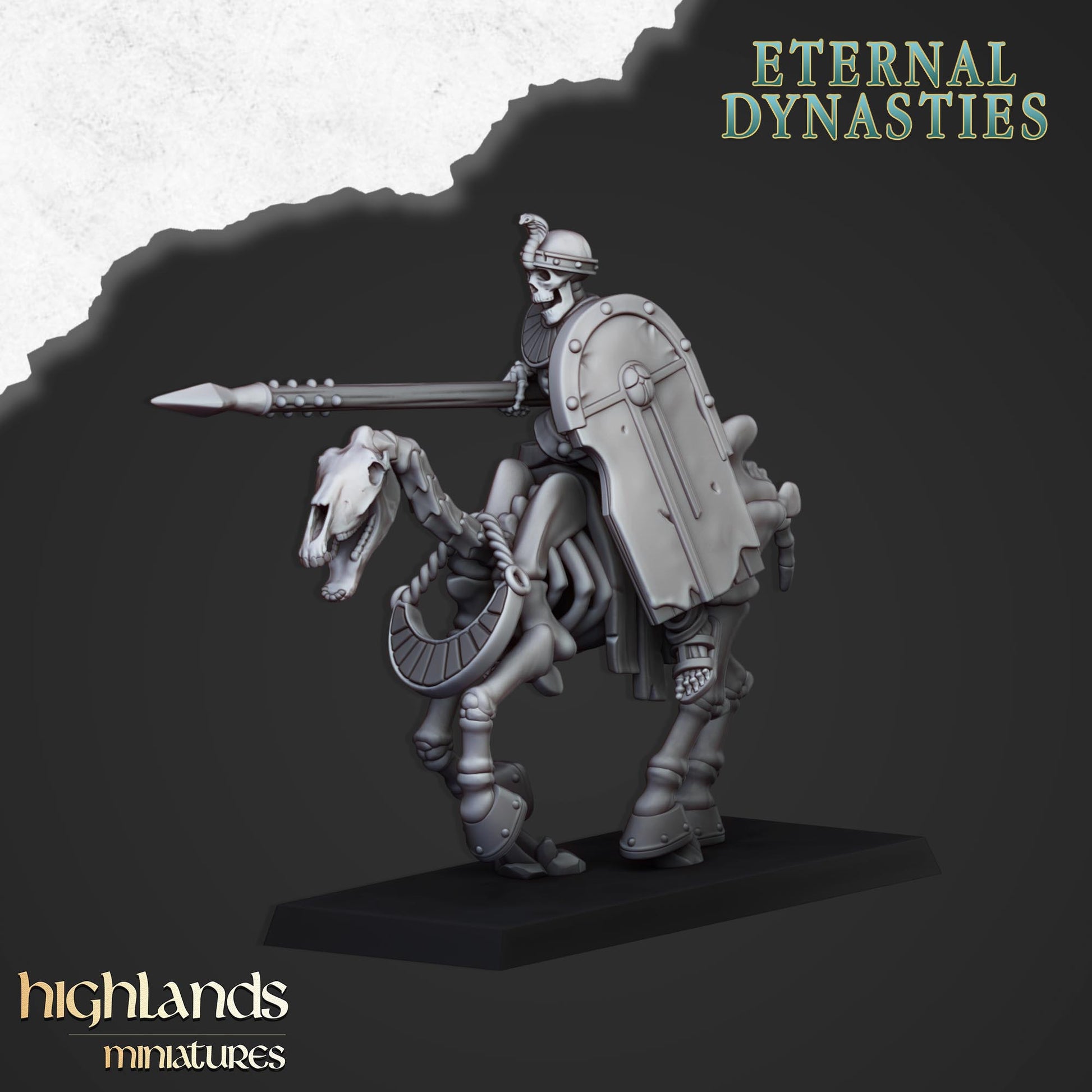 Miniatura Caballería Esquelética con Lanzas Reyes Funerarios resina 28mm sin pintar - Drakholm