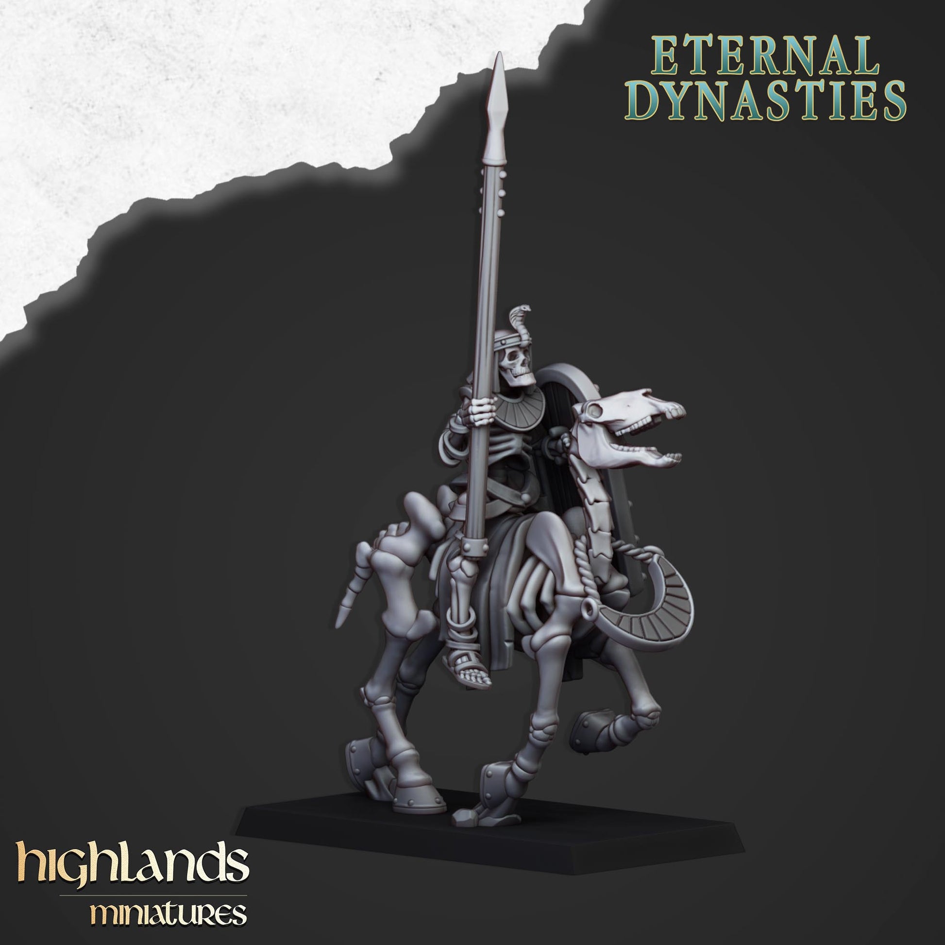 Miniatura Caballería Esquelética con Lanzas Reyes Funerarios resina 28mm sin pintar - Drakholm