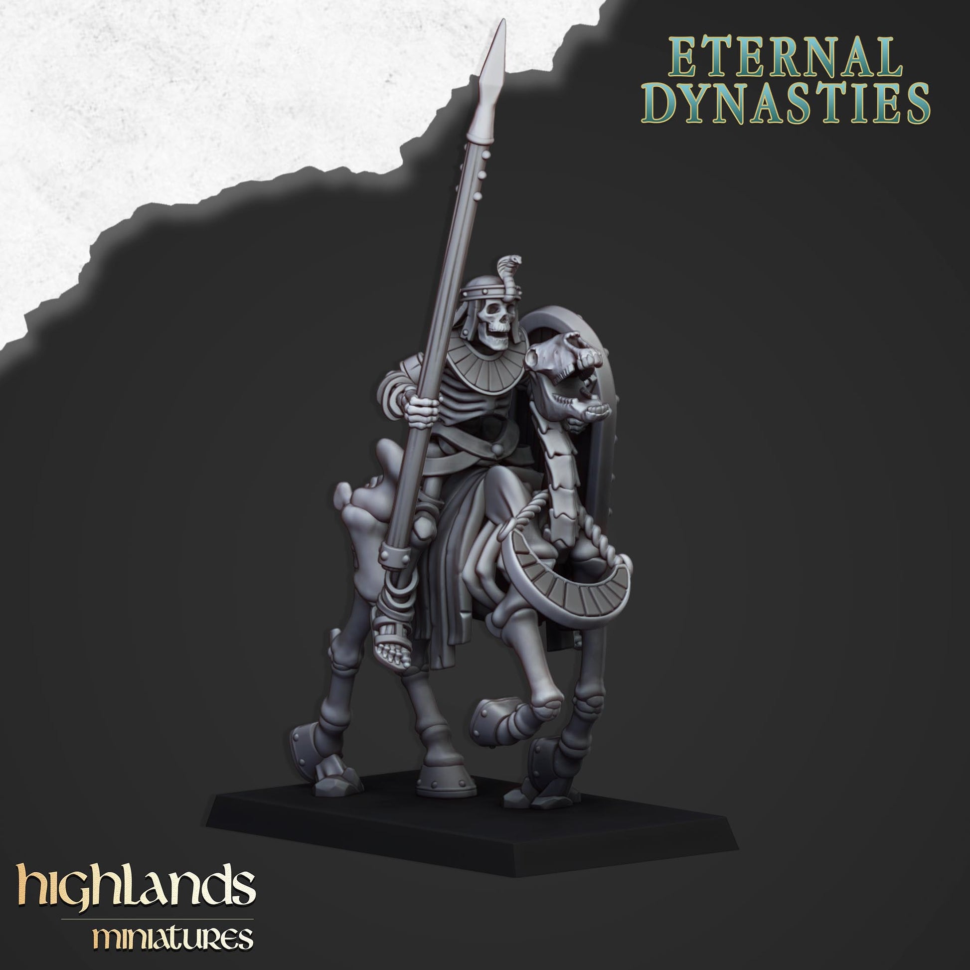 Miniatura Caballería Esquelética con Lanzas Reyes Funerarios resina 28mm sin pintar - Drakholm