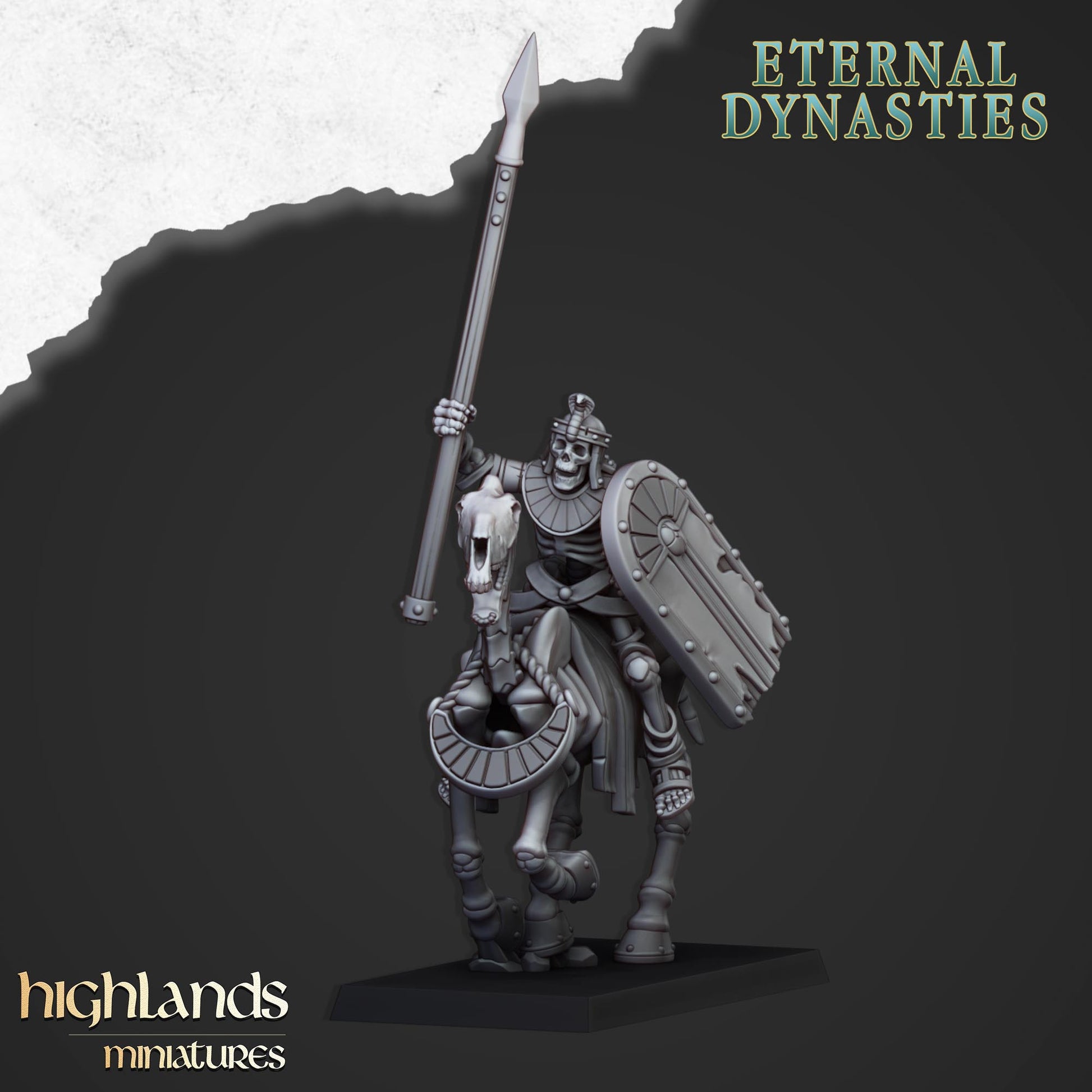 Miniatura Caballería Esquelética con Lanzas Reyes Funerarios resina 28mm sin pintar - Drakholm