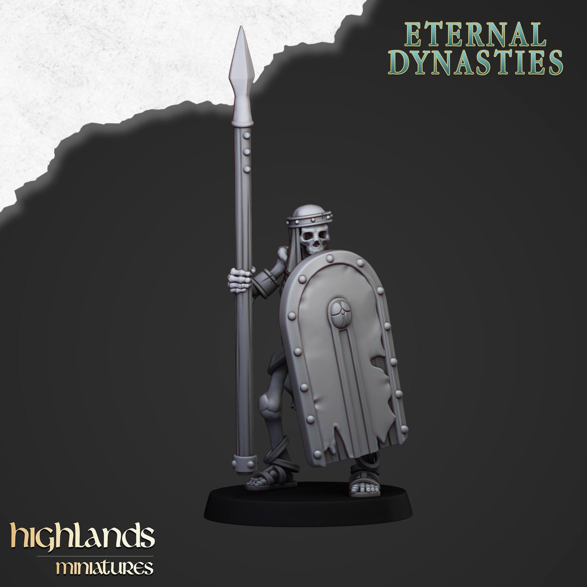 Miniatura Esqueletos Antiguos con Lanzas Reyes Funerarios resina 28mm sin pintar - Drakholm